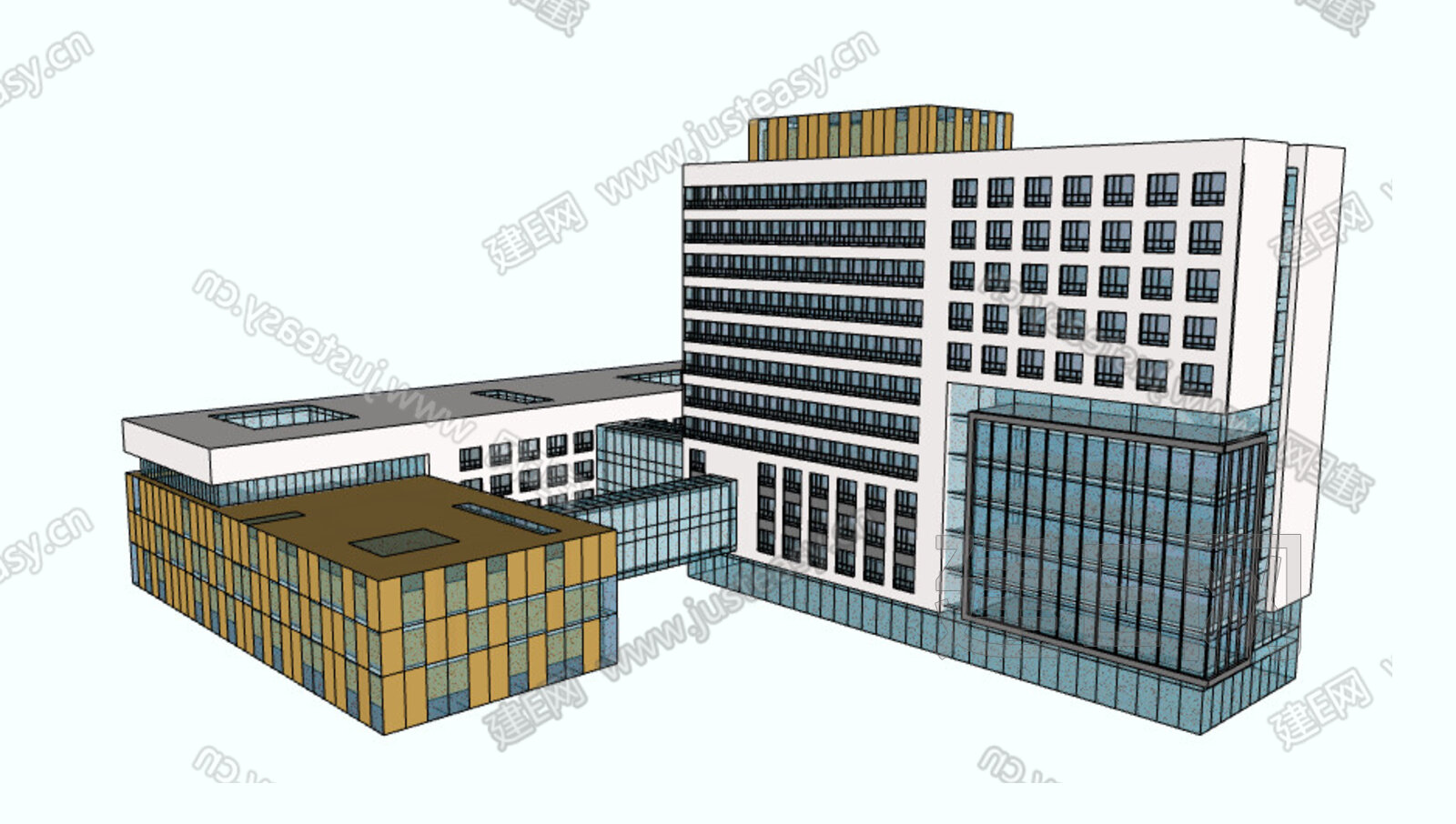 现代办公楼模型SU模型下载[ID:114904189]_建e网su模型