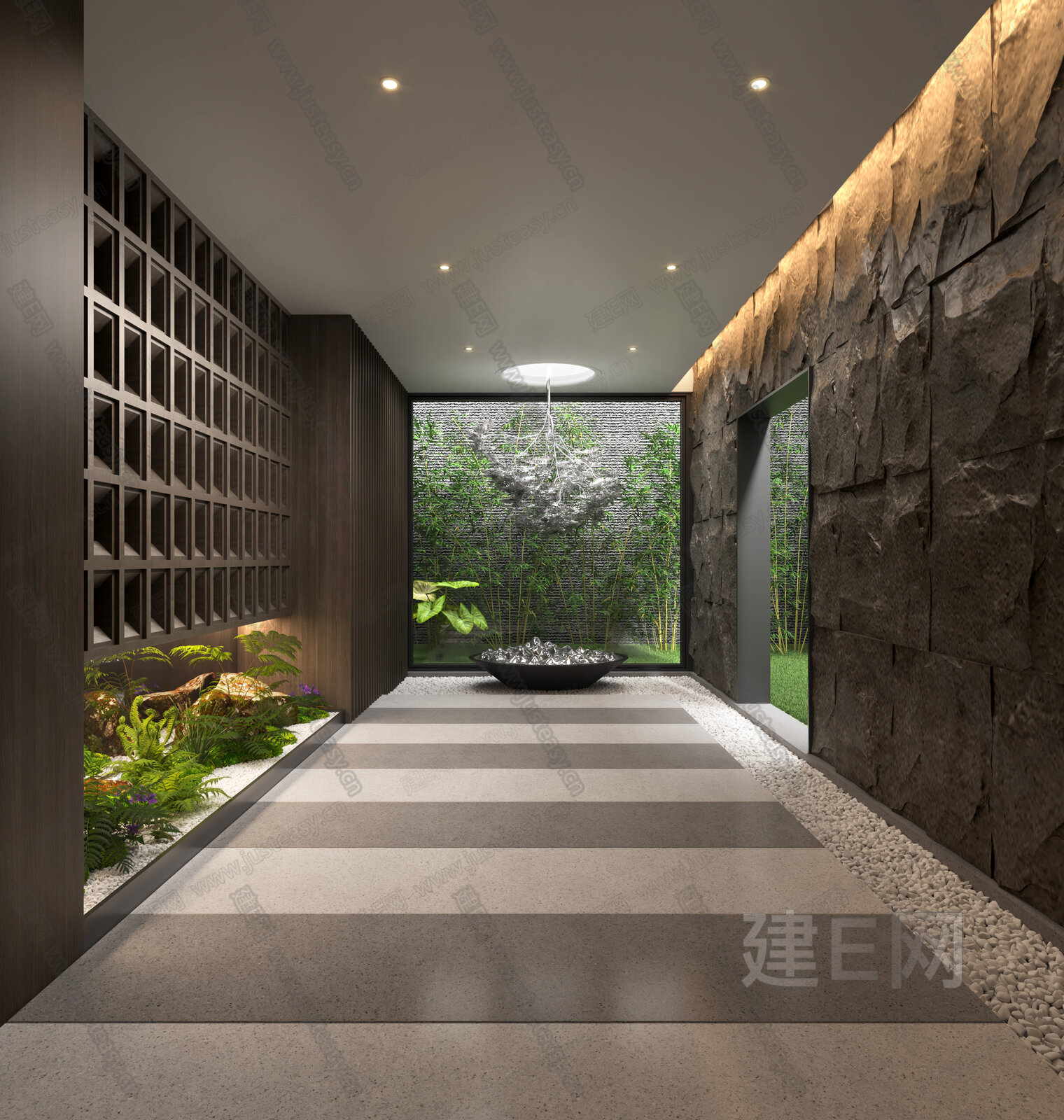 现代过道景观3d模型下载[ID:109466710]_建e网3d模型