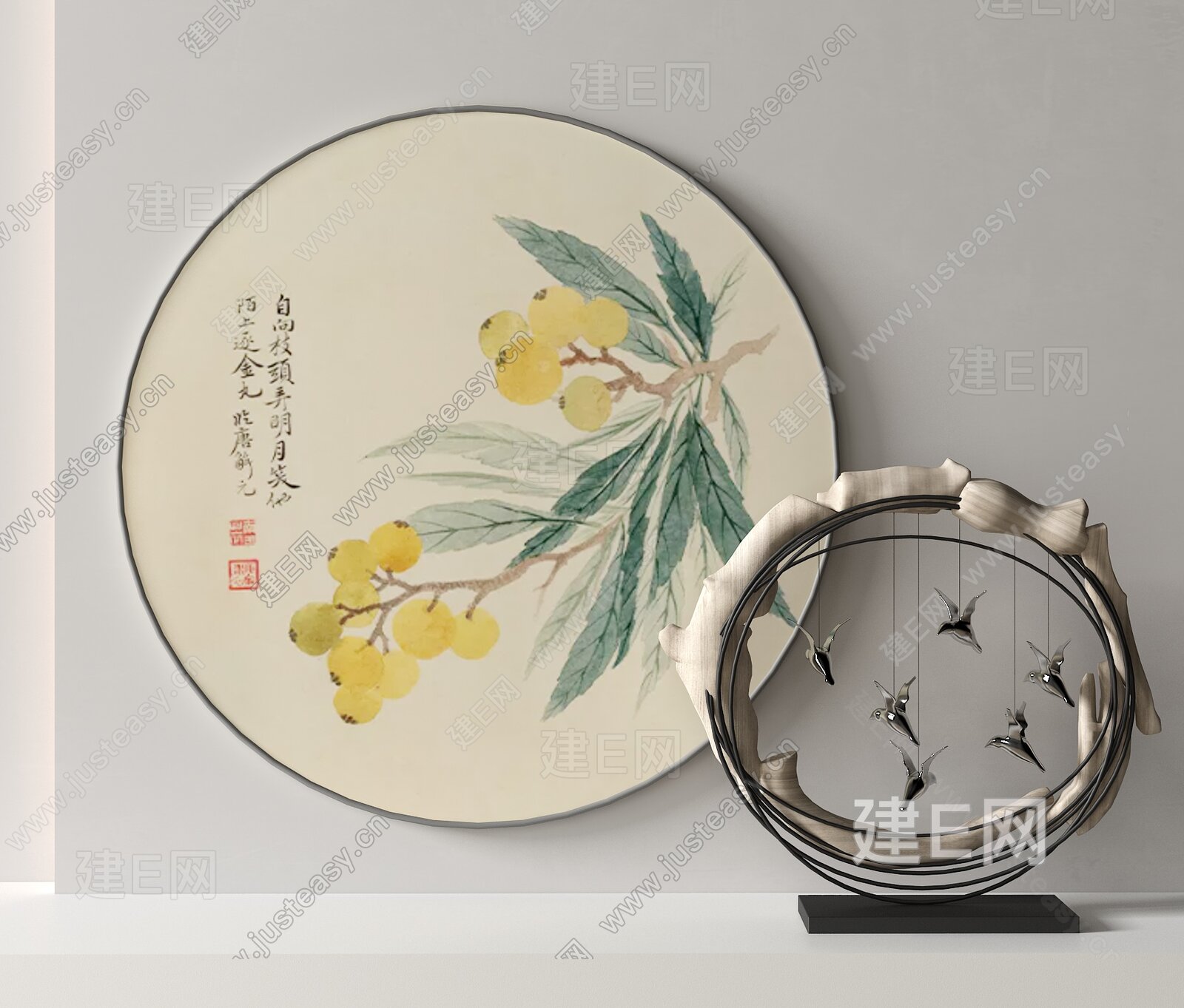 新中式装饰画模型SU模型下载[ID:115559672]_建E室内设计网