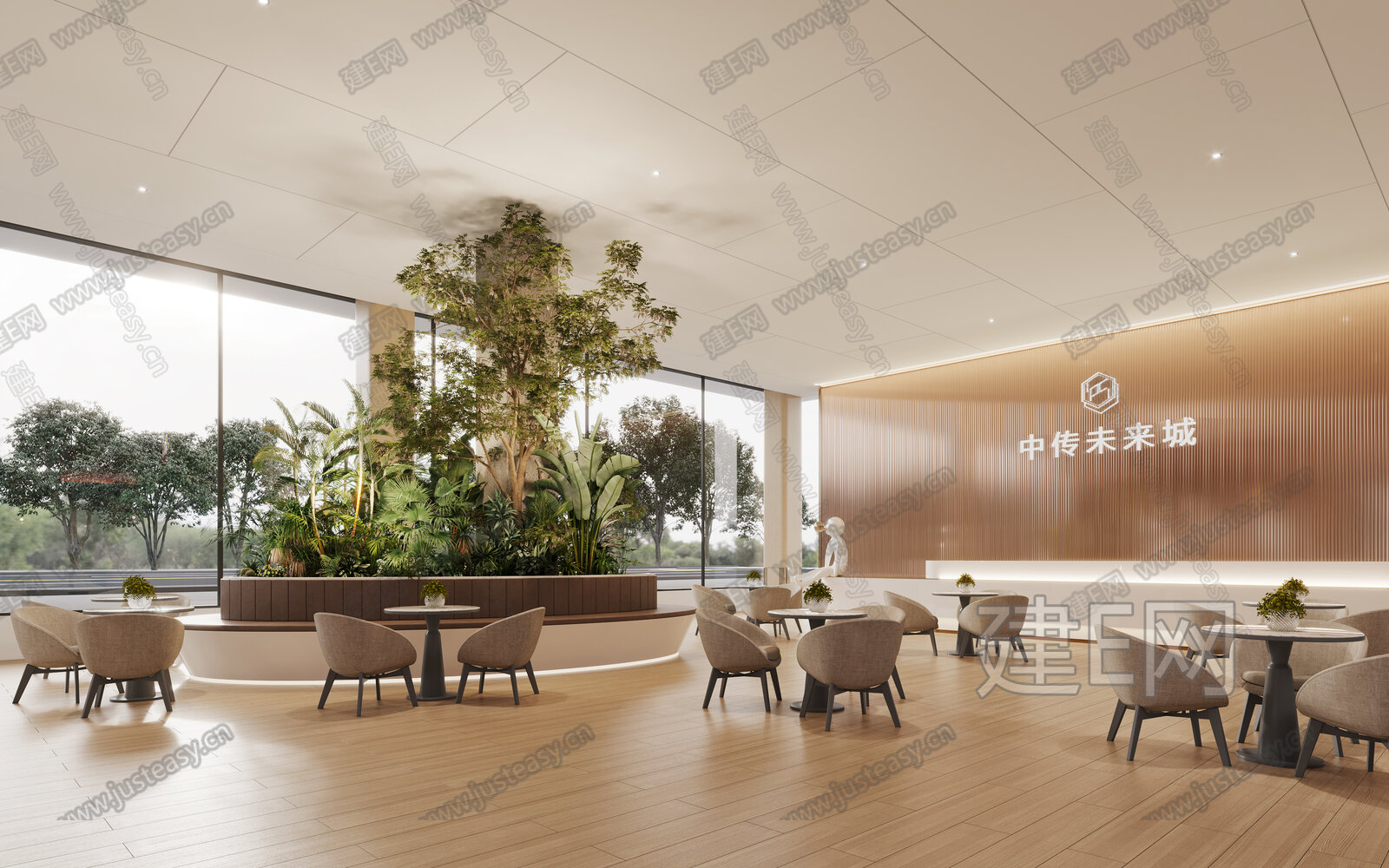 现代售楼部接待区3d模型下载[ID:109728816]_建e网3d模型