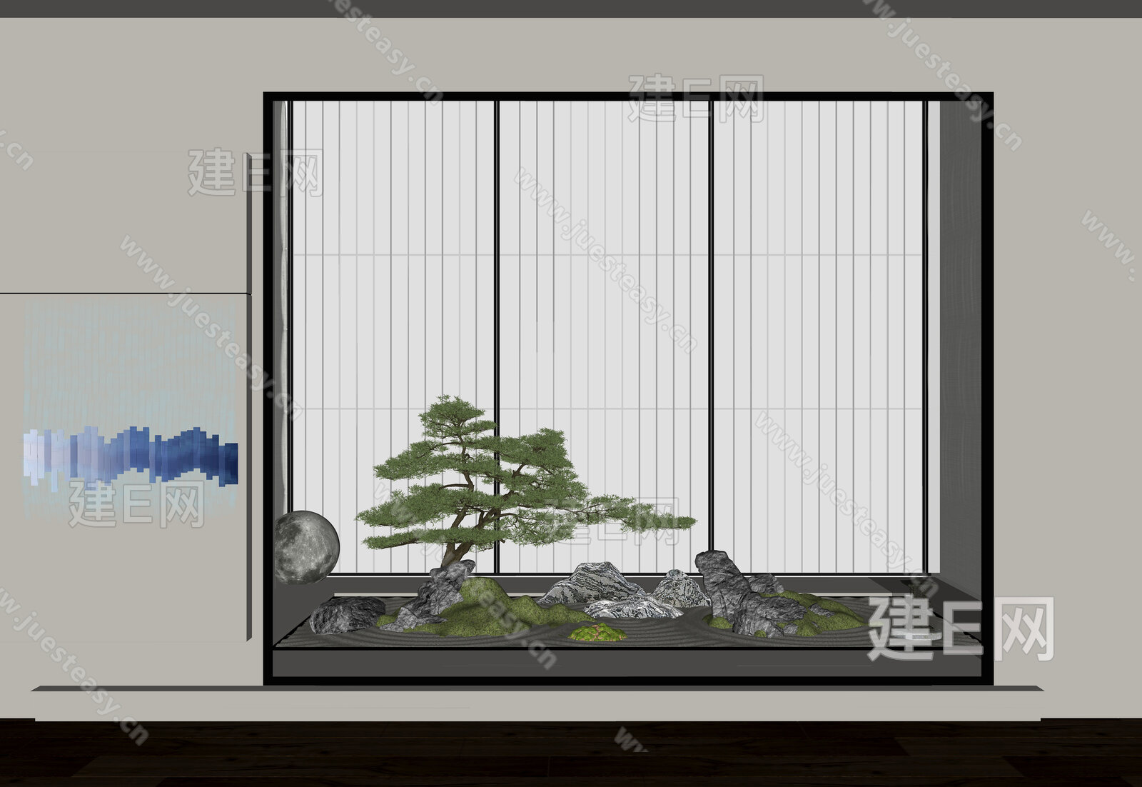现代室内造景模型SU模型下载[ID:115362903]_建E室内设计网