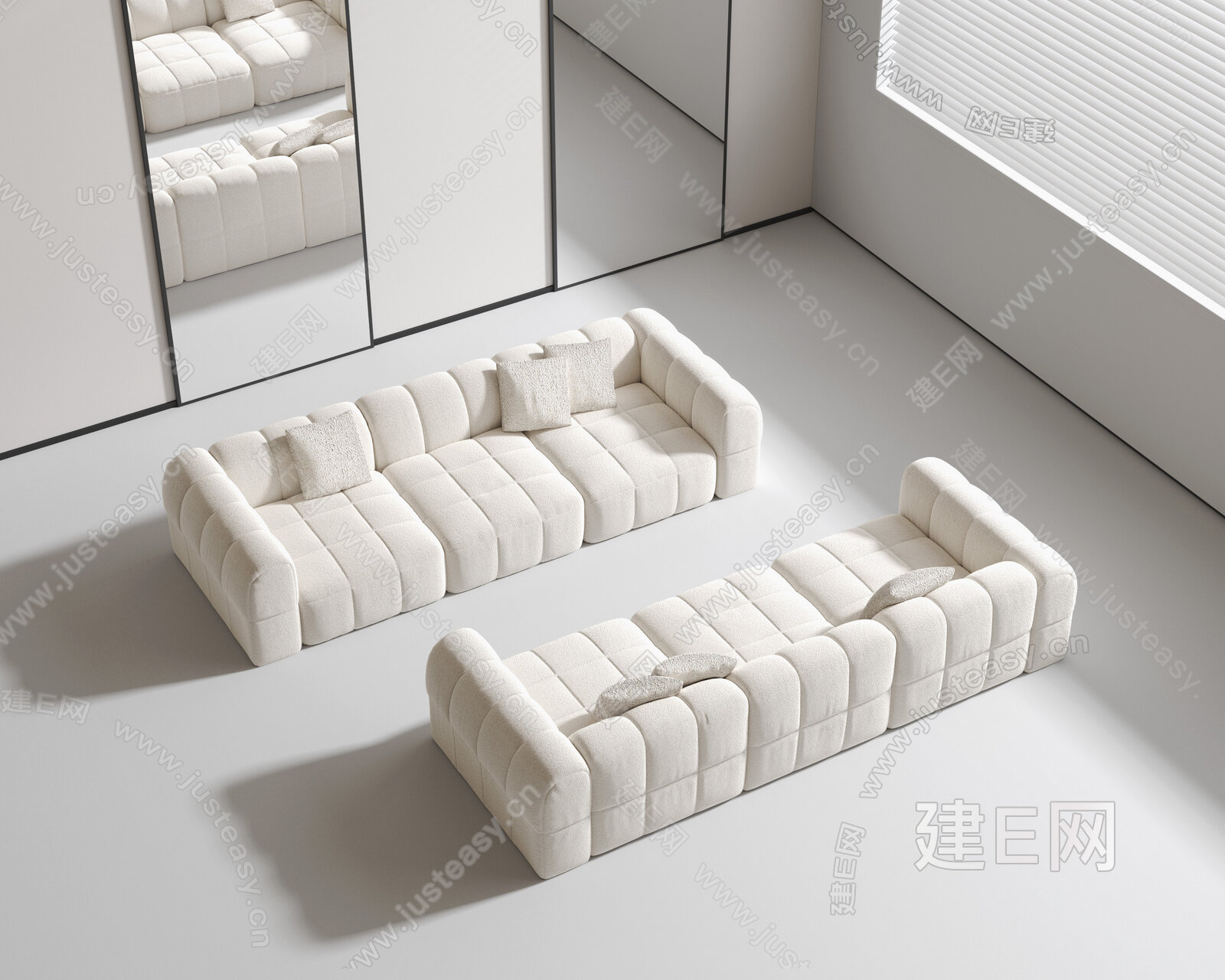 现代多人沙发3d模型下载[ID:110187622]_建e网3d模型