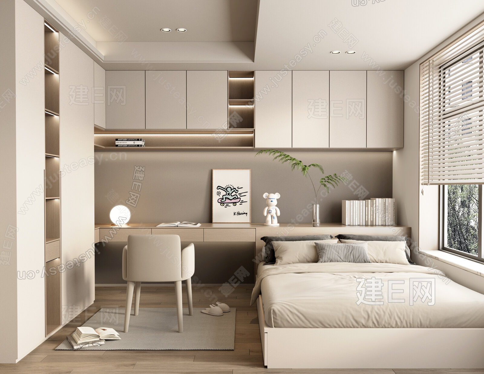 现代榻榻米卧室模型SU模型下载[ID:116149281]_建E室内设计网