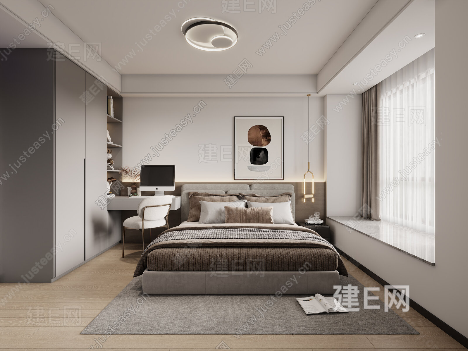 【现代黑白灰卧室3d模型】建E网_现代黑白灰卧室3d模型下载[ID:110974194]_打造3d现代黑白灰卧室模型免费下载平台