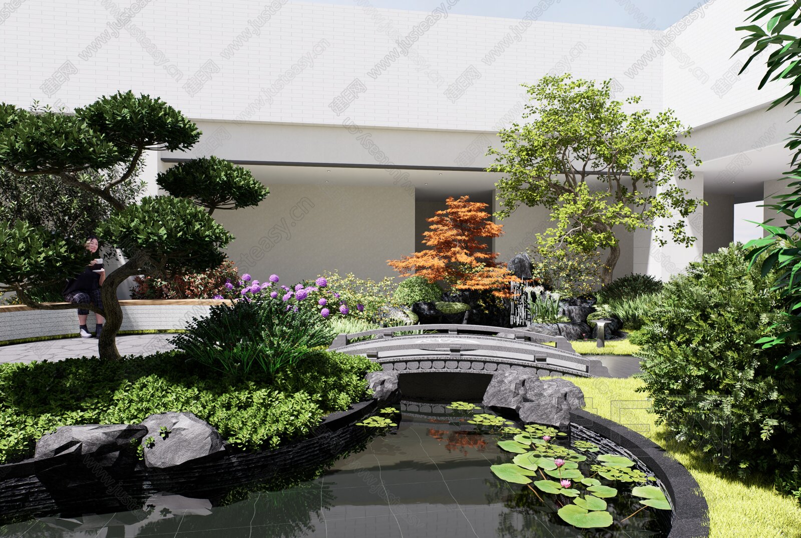 新中式屋顶花园模型SU模型下载[ID:116280473]_建e网su模型