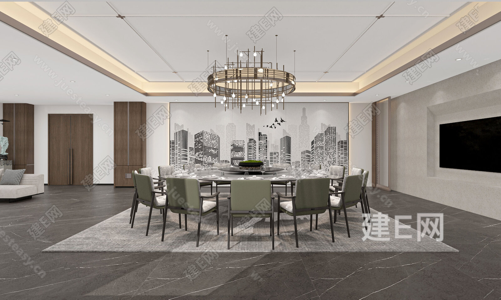 新中式包间3d模型下载[ID:110711809]_建e网3d模型