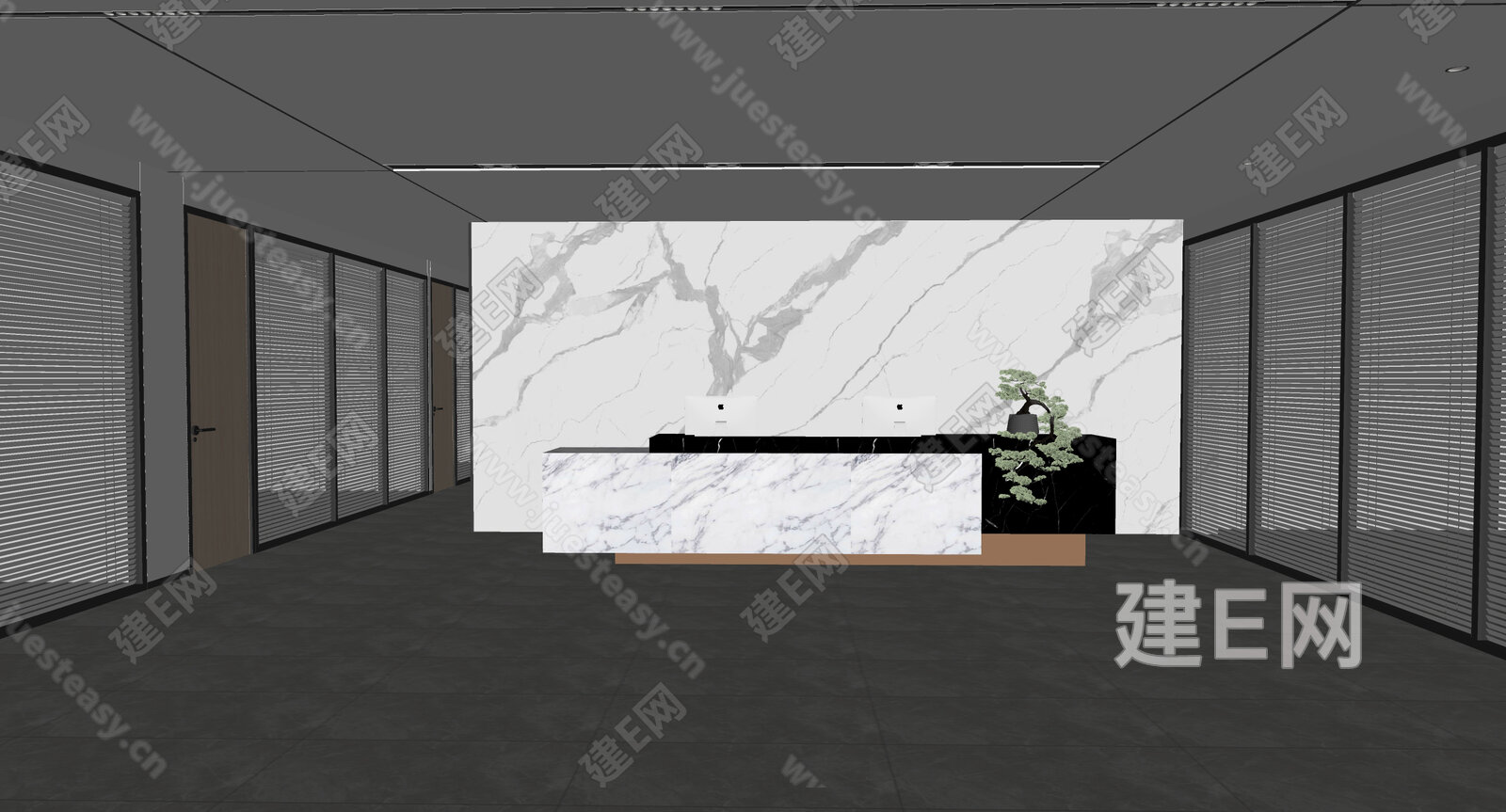 现代公司前台模型SU模型下载[ID:115952674]_建e网su模型