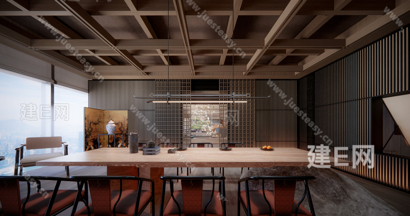 新中式禅意茶室模型SU模型下载[ID:115952644]_建e网su模型