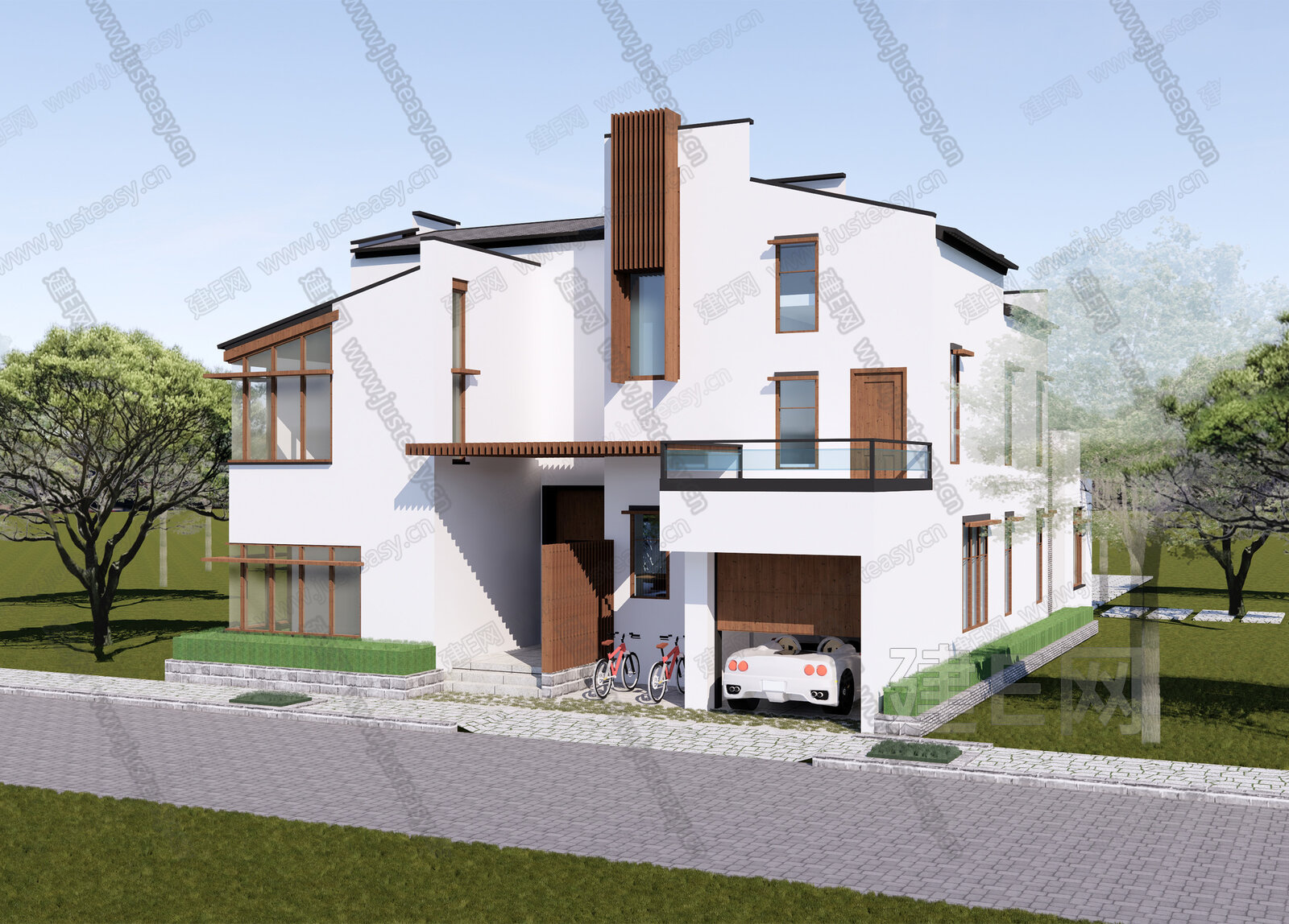 新中式别墅模型SU模型下载[ID:116477072]_建e网su模型