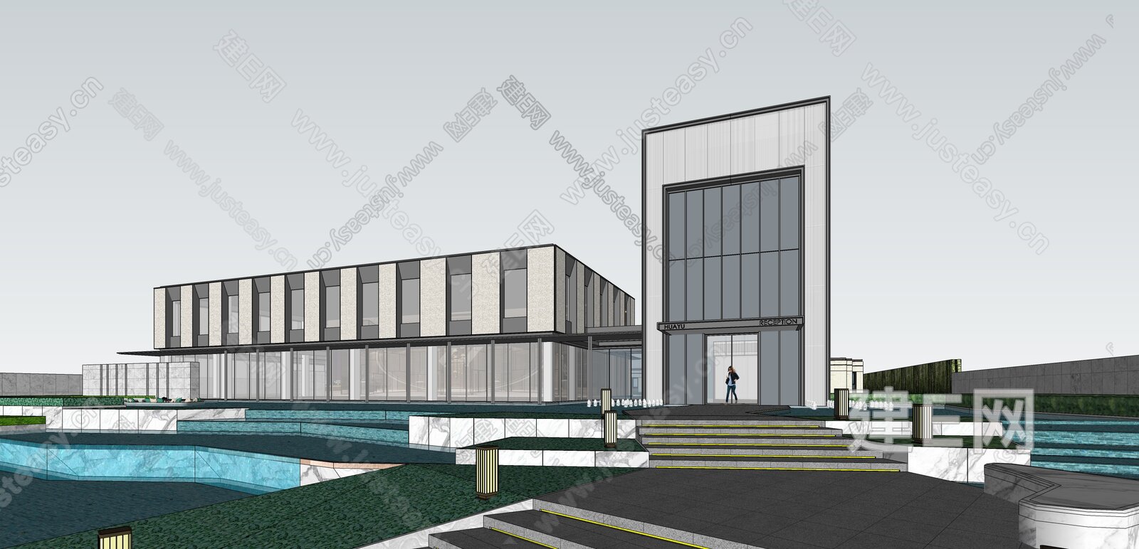 现代售楼处建筑模型SU模型下载[ID:109923478]_建E室内设计网