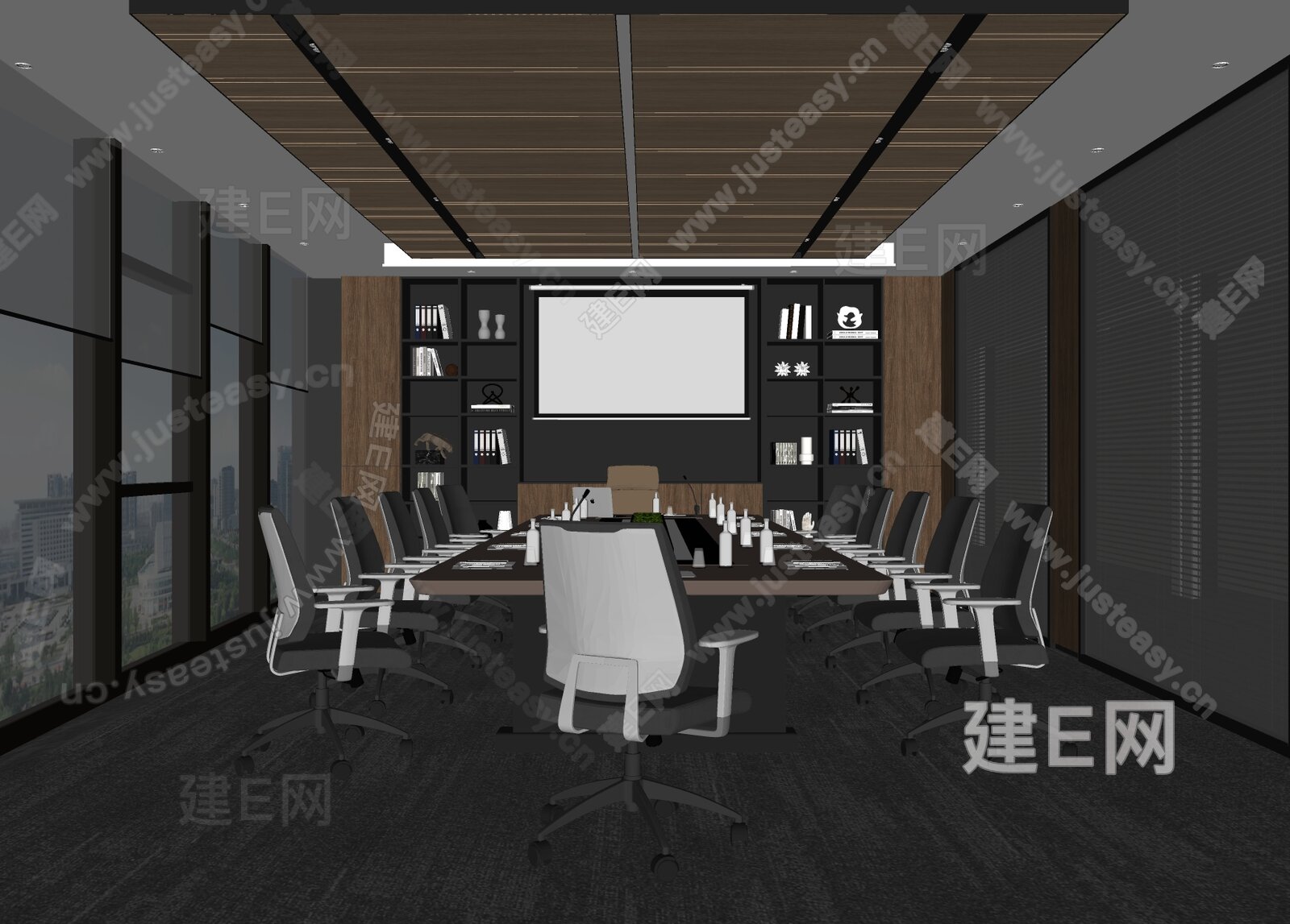 现代会议室模型SU模型下载[ID:109661309]_建e网su模型