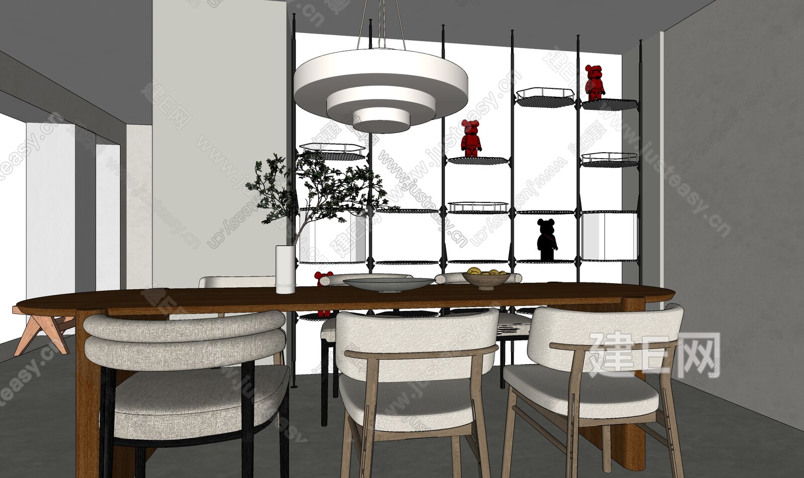 现代餐厅模型SU模型下载[ID:110513196]_建E室内设计网
