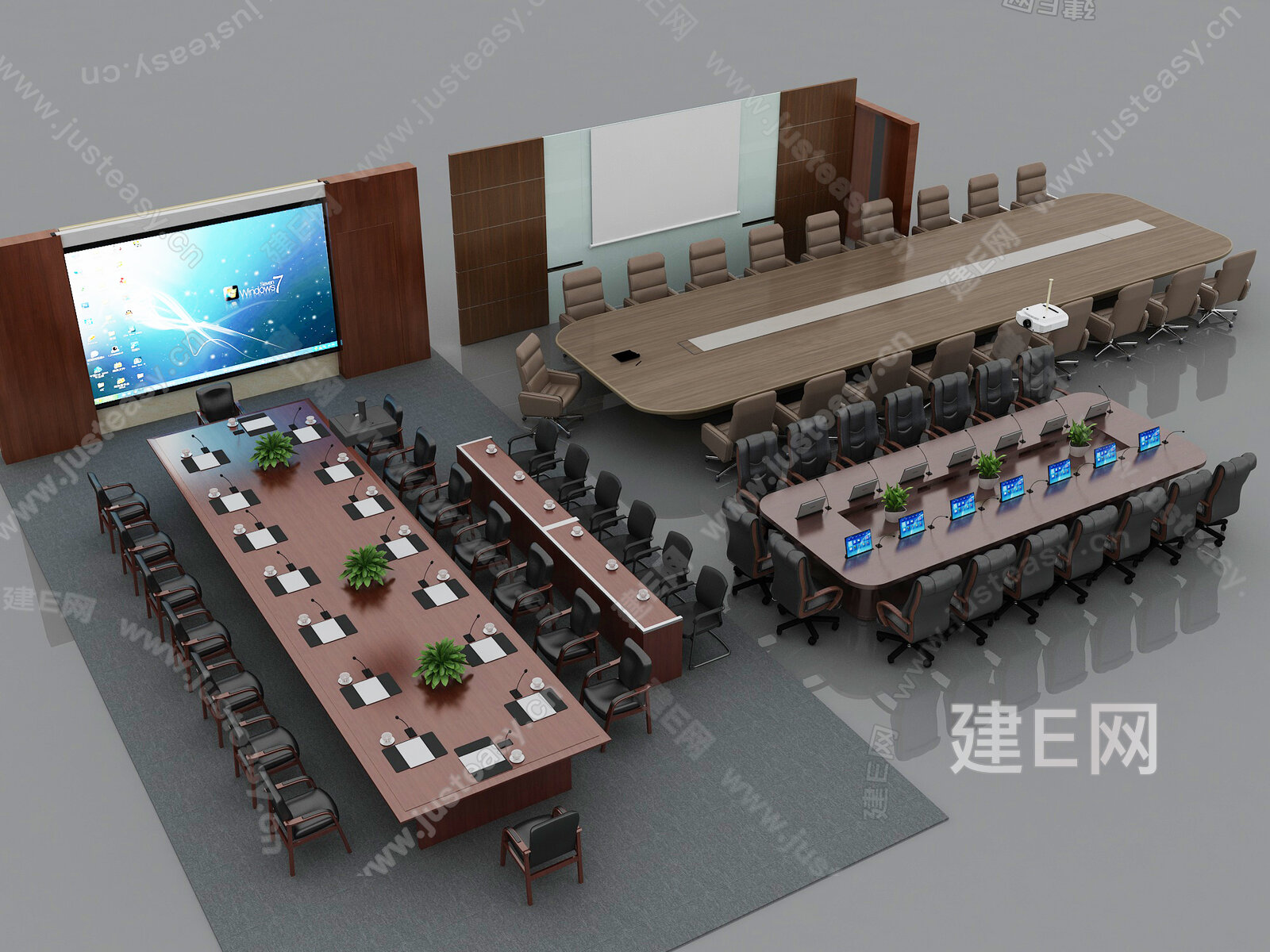 现代会议室模型SU模型下载[ID:110251257]_建E室内设计网