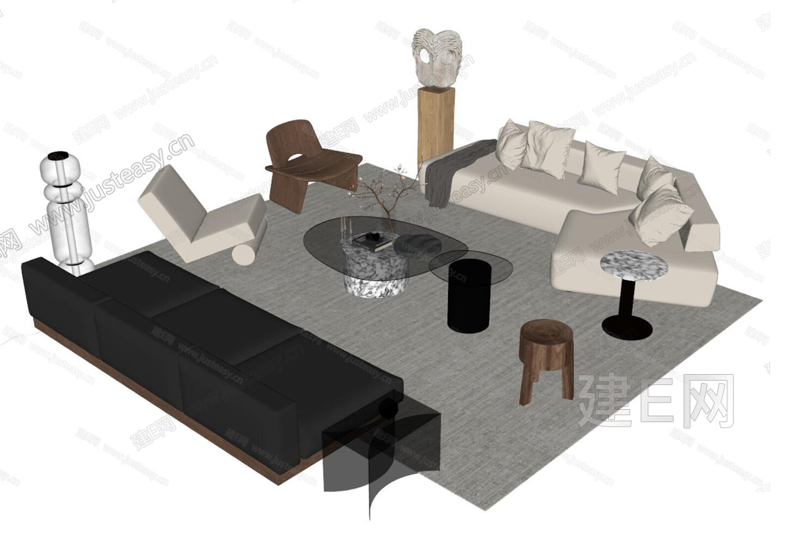 法式沙发茶几组合模型SU模型下载[ID:111103183]_建e网su模型