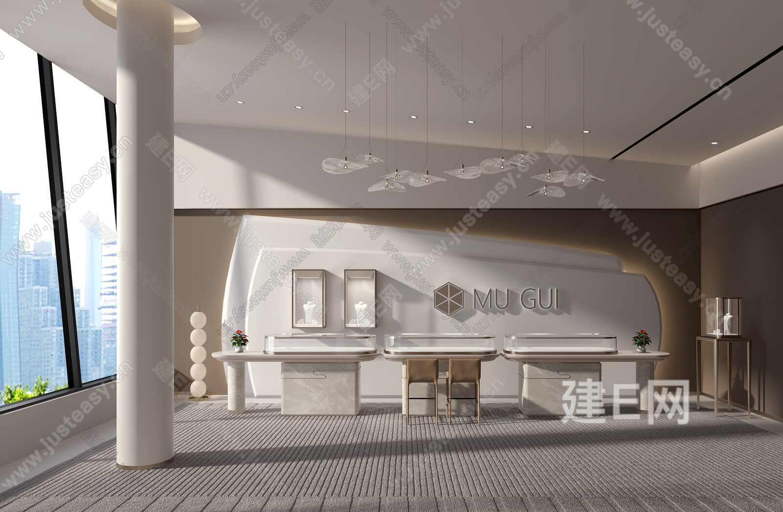 现代珠宝店模型SU模型下载[ID:111954975]_建E室内设计网