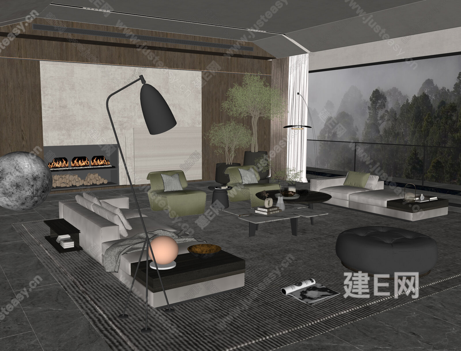 Minotti米洛提 现代客厅模型SU模型下载[ID:110775435]_建e网su模型