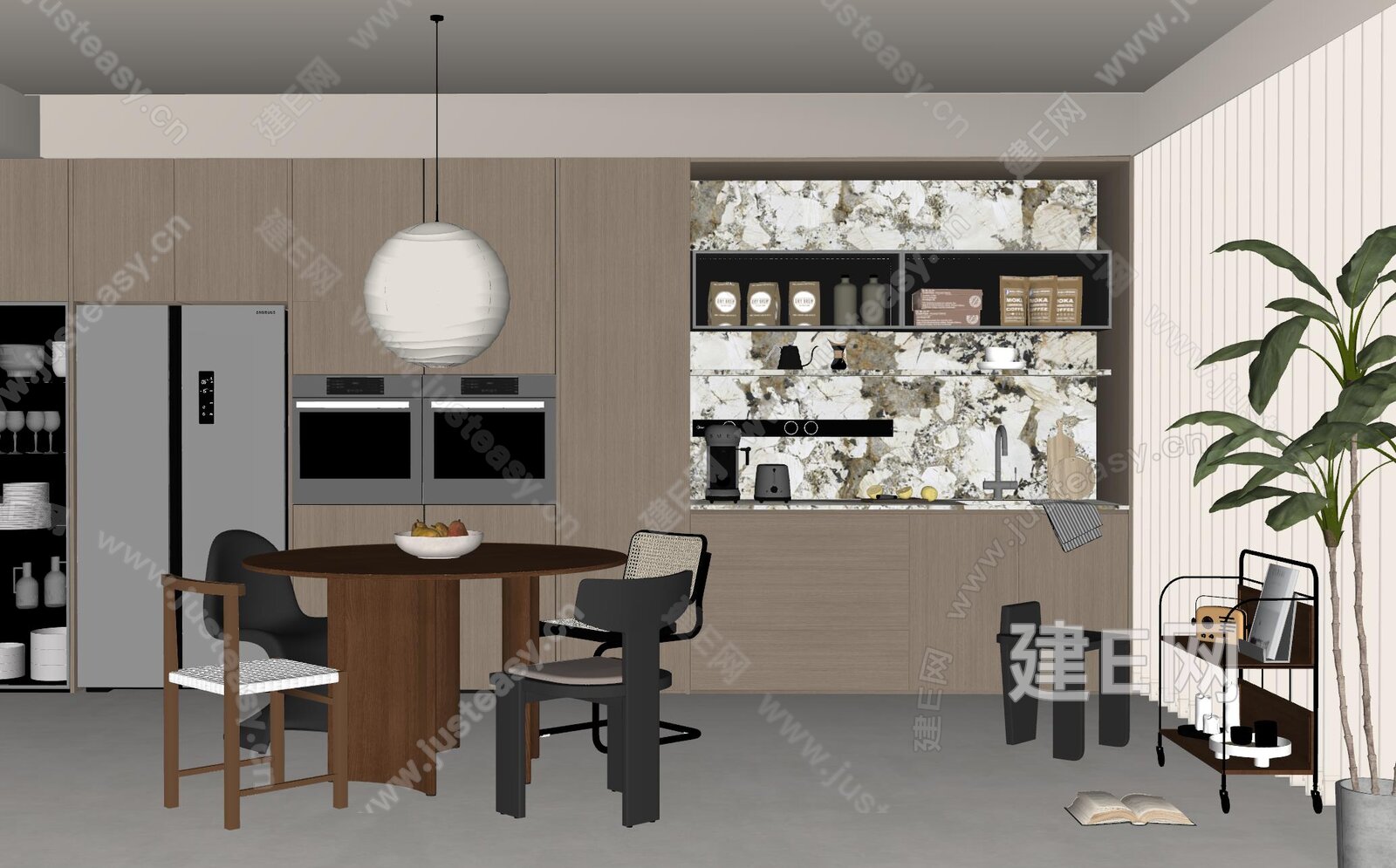 现代餐厅模型SU模型下载[ID:111365319]_建e网su模型