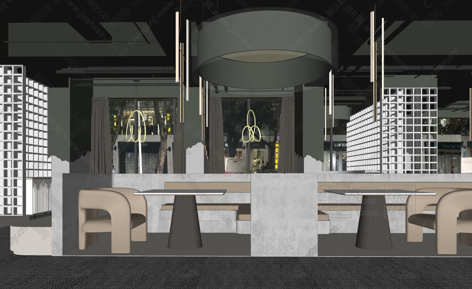 现代西餐厅模型SU模型下载[ID:111299651]_建e网su模型