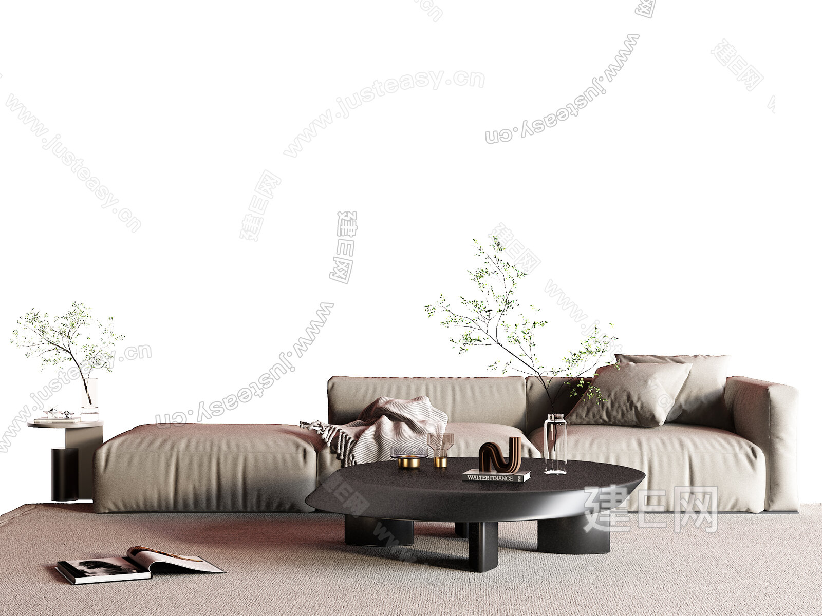 现代沙发茶几组合3d模型下载[ID:106190755]_建e网3d模型