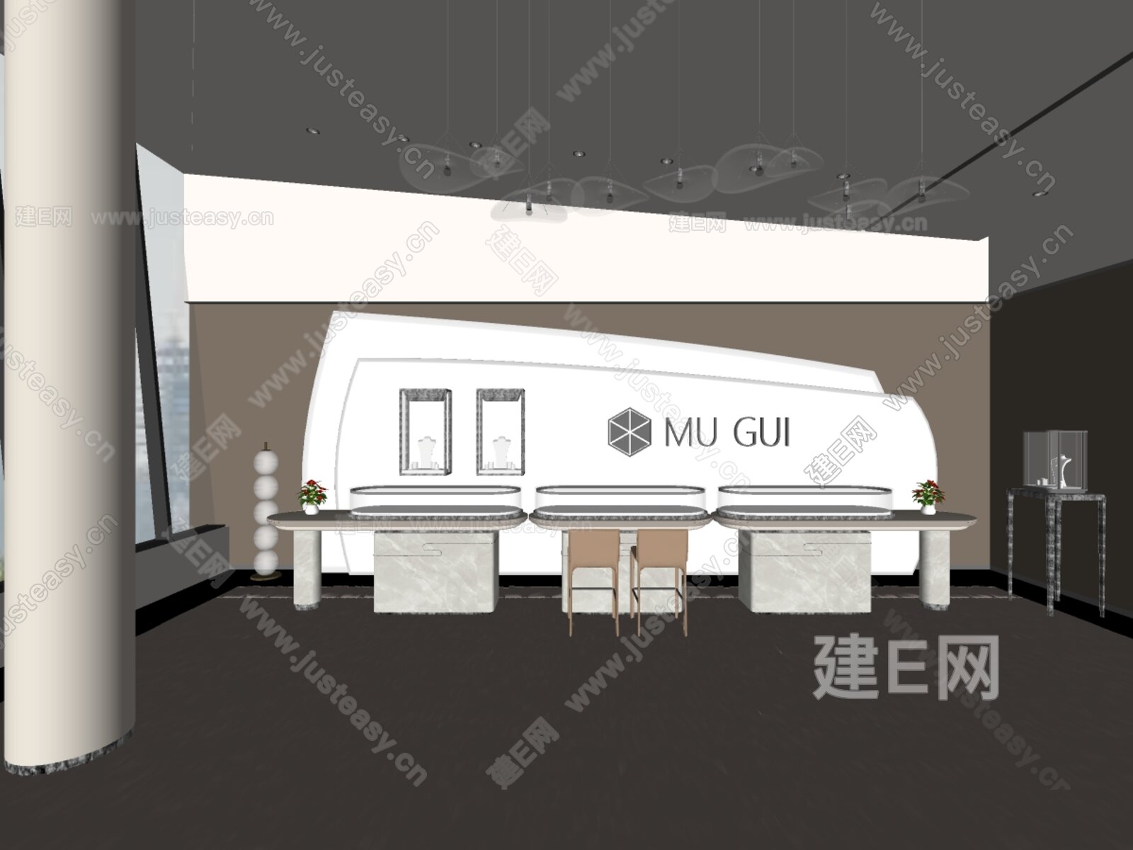 现代珠宝店模型SU模型下载[ID:111954975]_建E室内设计网
