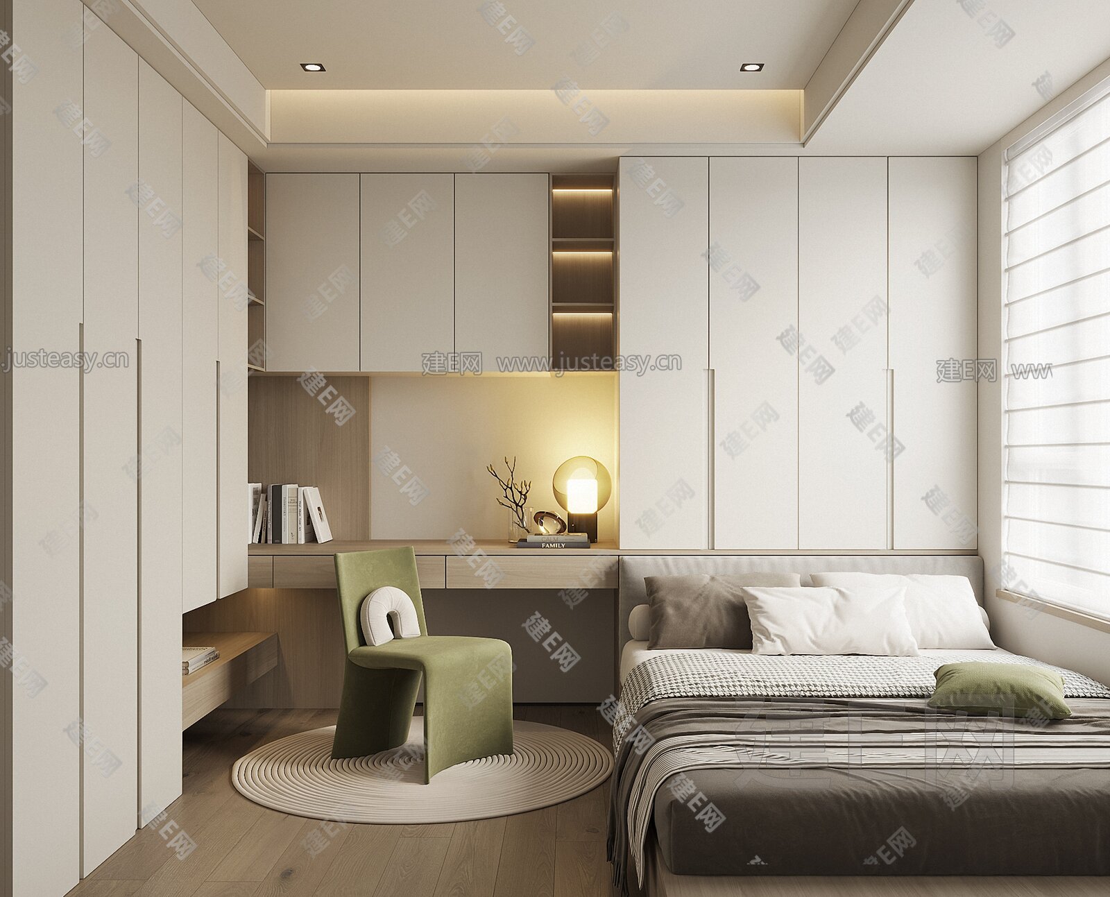 现代榻榻米卧室模型SU模型下载[ID:111889431]_建e网su模型