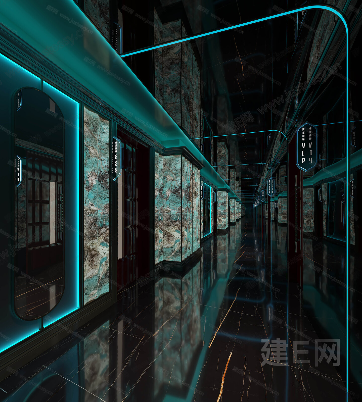 现代KTV过道模型SU模型下载[ID:112806927]_建E室内设计网