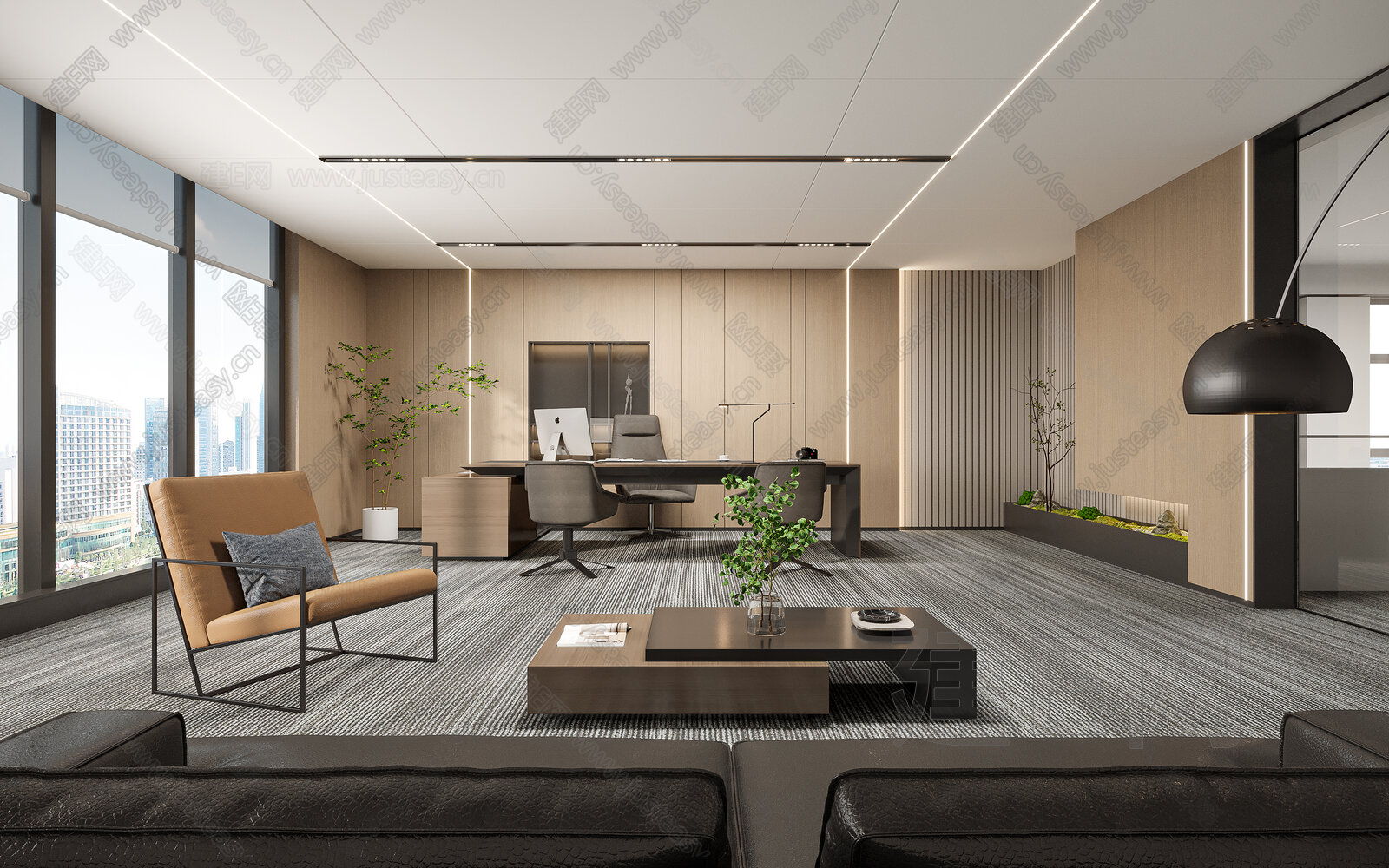 现代经理办公室3d模型下载[ID:106059692]_建e网3d模型