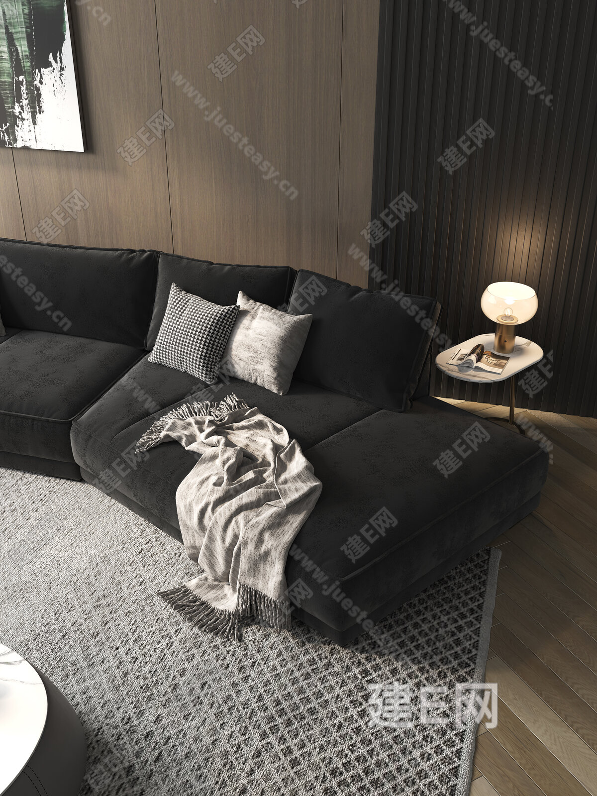 现代沙发茶几组合3d模型下载[ID:106911673]_建e网3d模型
