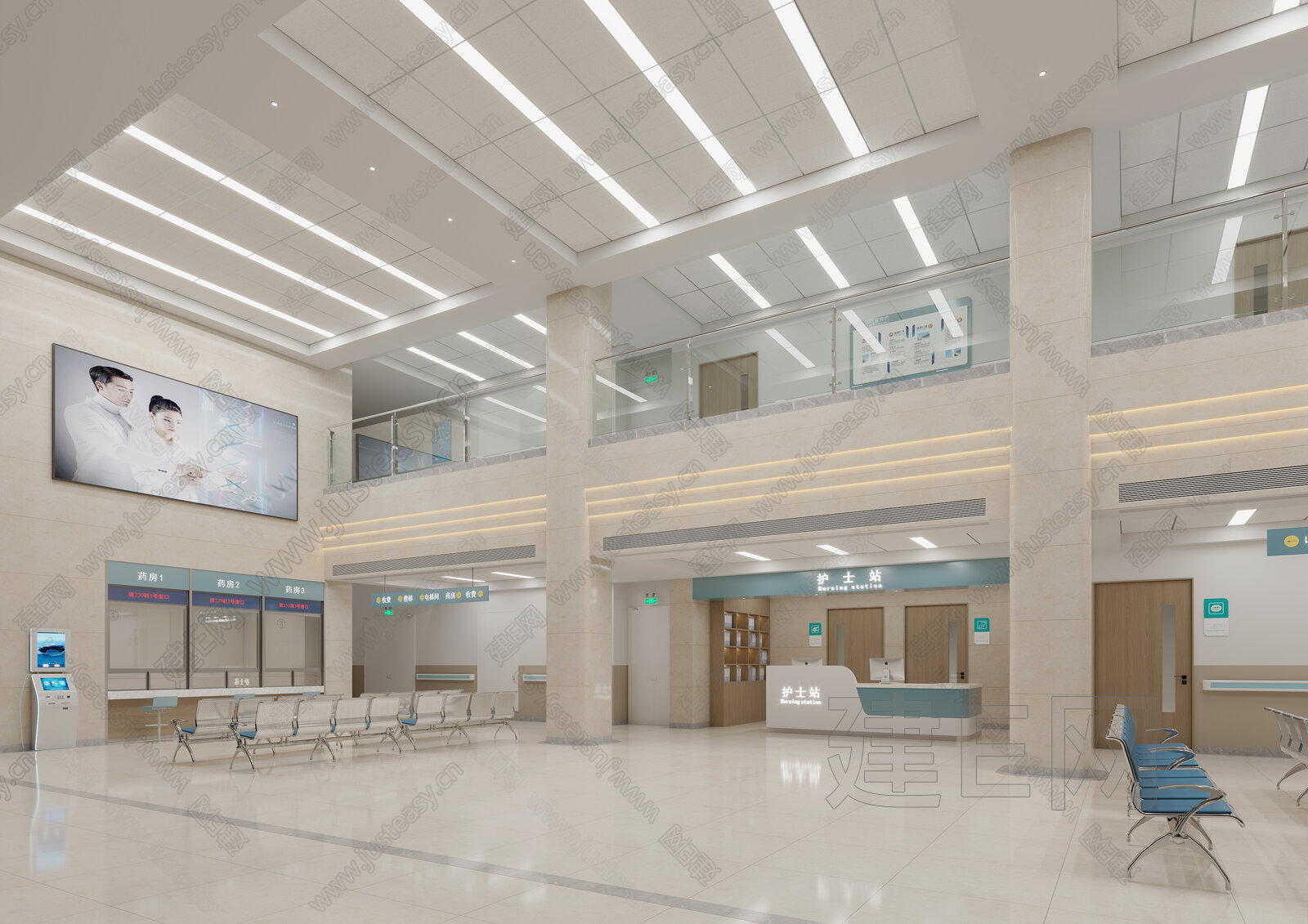 现代医院大厅3d模型下载[ID:106846109]_建e网3d模型