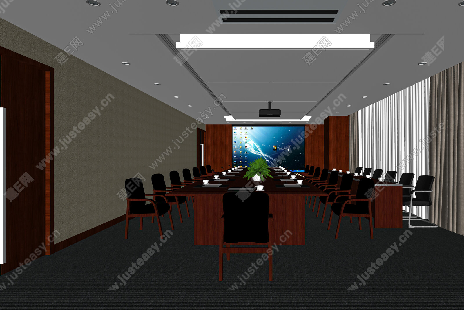 现代会议室模型SU模型下载[ID:112348174]_建e网su模型
