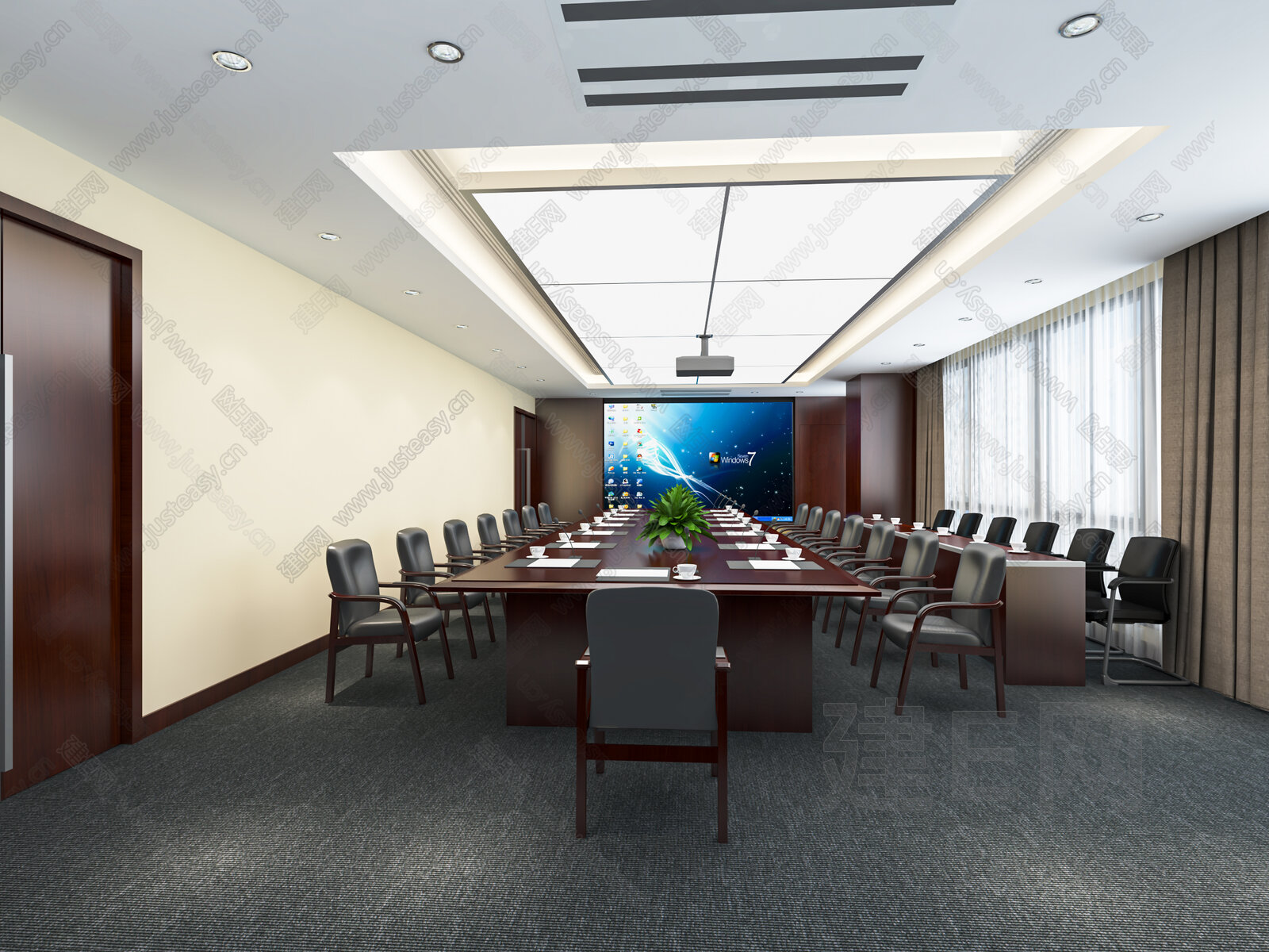 现代会议室模型SU模型下载[ID:112348174]_建e网su模型