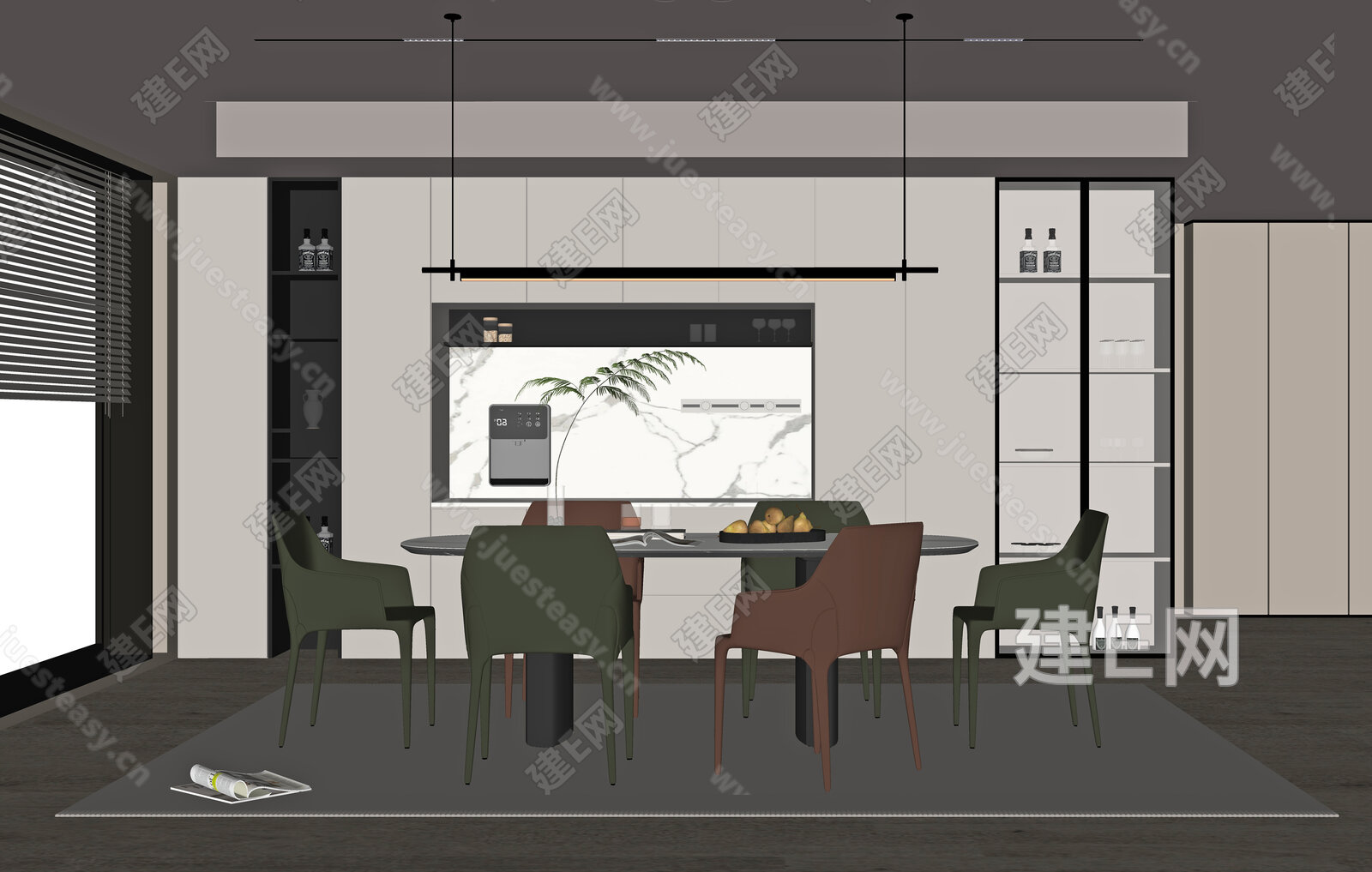 现代餐厅模型SU模型下载[ID:113069257]_建e网su模型