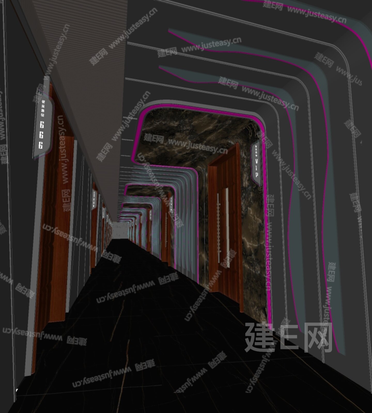 现代KTV过道模型SU模型下载[ID:113134787]_建E室内设计网