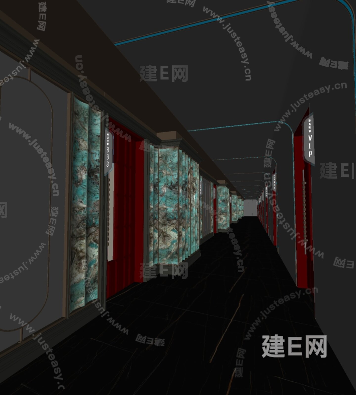 现代KTV过道模型SU模型下载[ID:112806927]_建E室内设计网