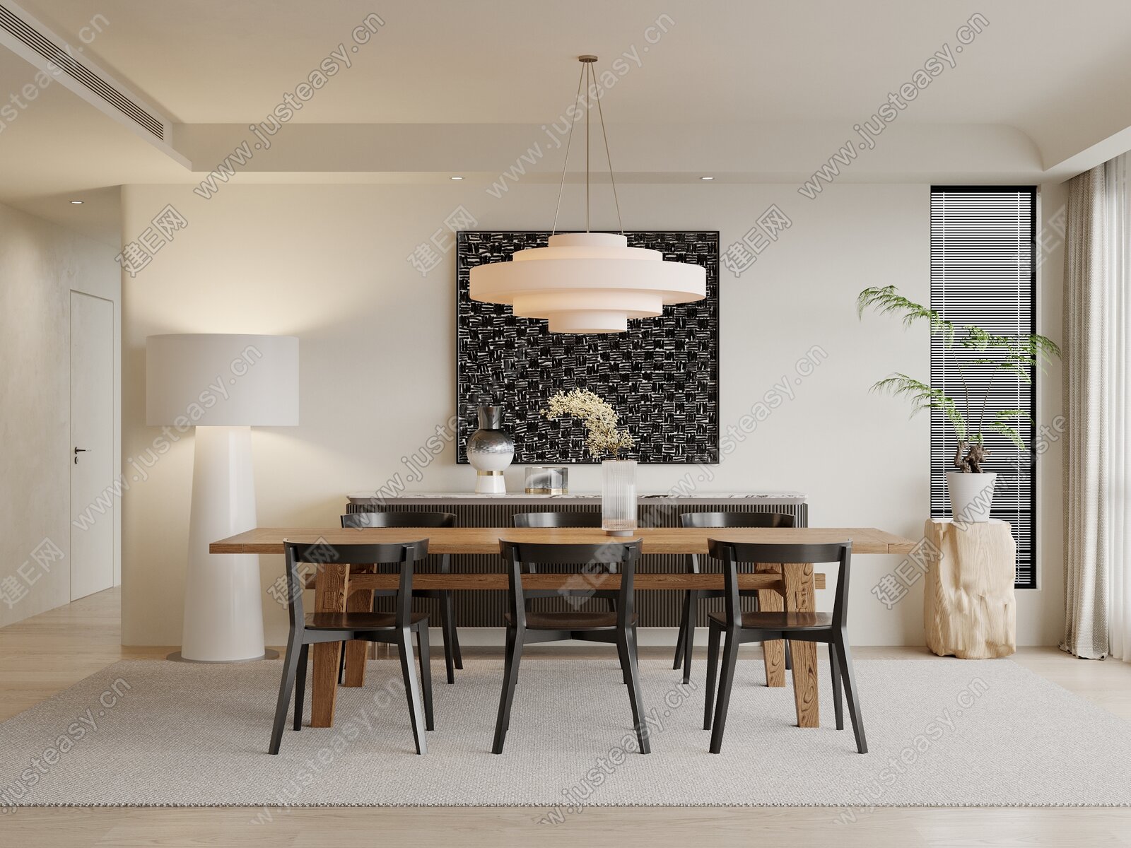 侘寂餐厅模型SU模型下载[ID:112938032]_建E室内设计网