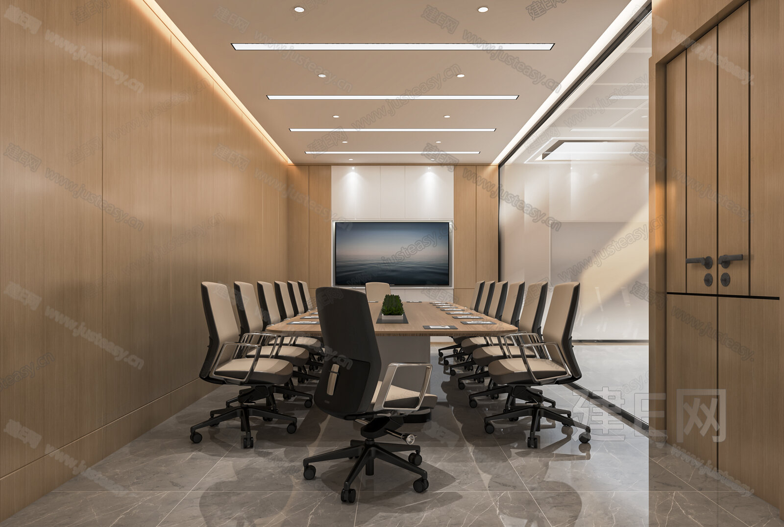 现代会议室模型SU模型下载[ID:112938114]_建e网su模型