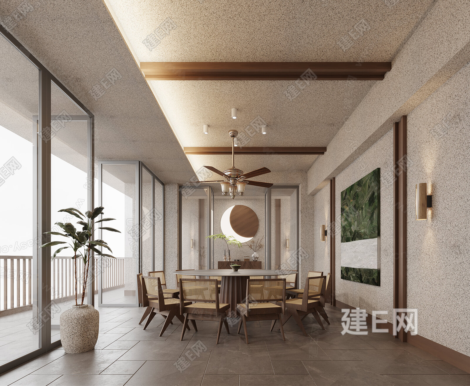 侘寂餐饮包厢模型SU模型下载[ID:105271242]_建e网su模型