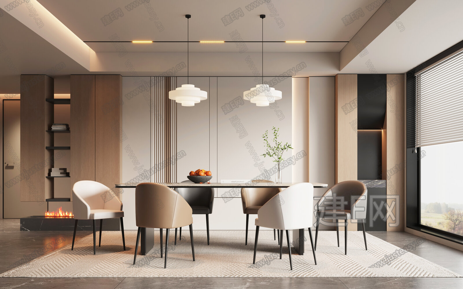 现代餐厅模型SU模型下载[ID:105140010]_建e网su模型