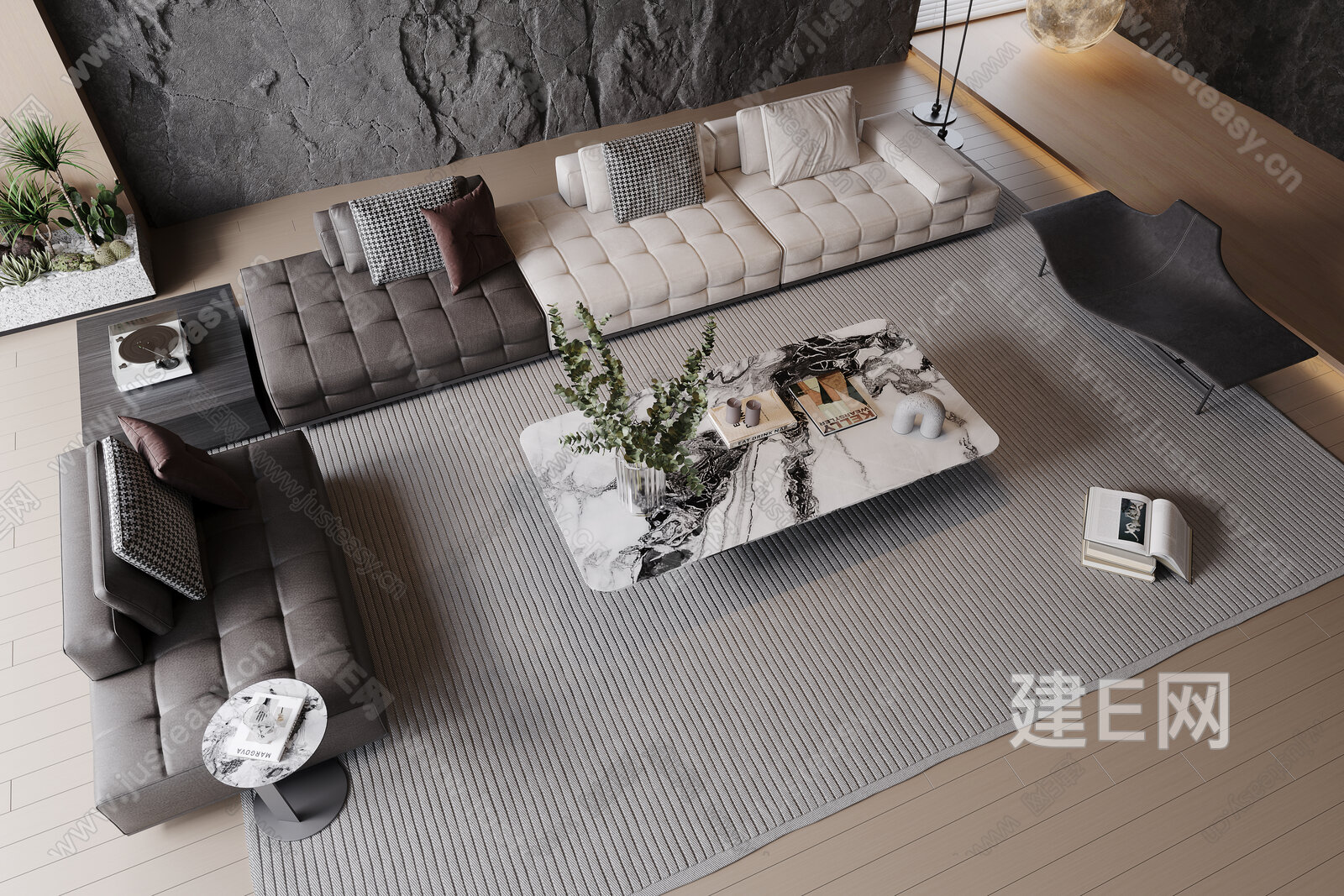 Minotti 现代沙发茶几模型SU模型下载[ID:105336741]_建e网su模型