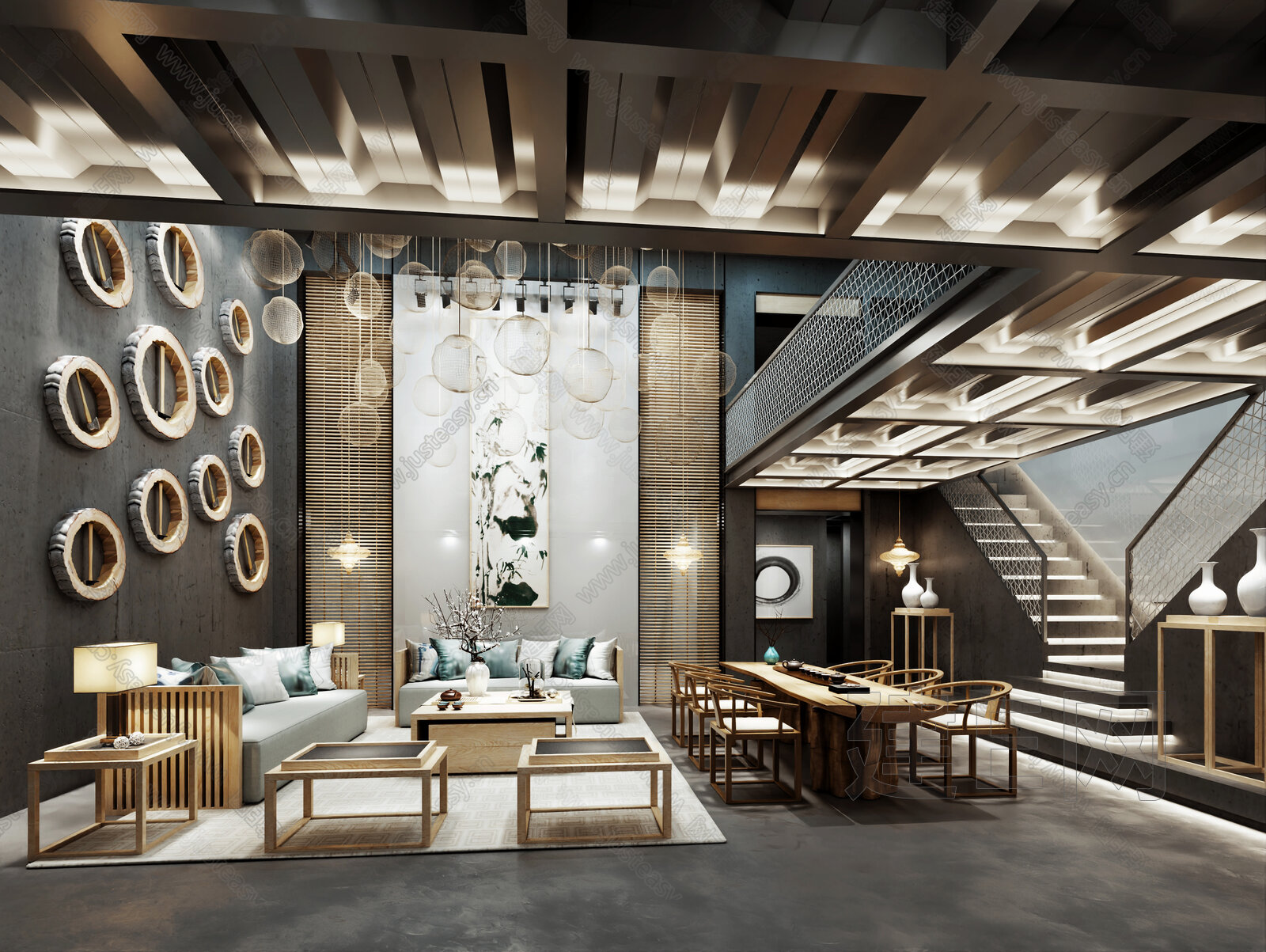 【新中式会所3d模型】建e网_新中式会所3d模型下载[ID:107566907]_打造3d新中式会所模型免费下载平台