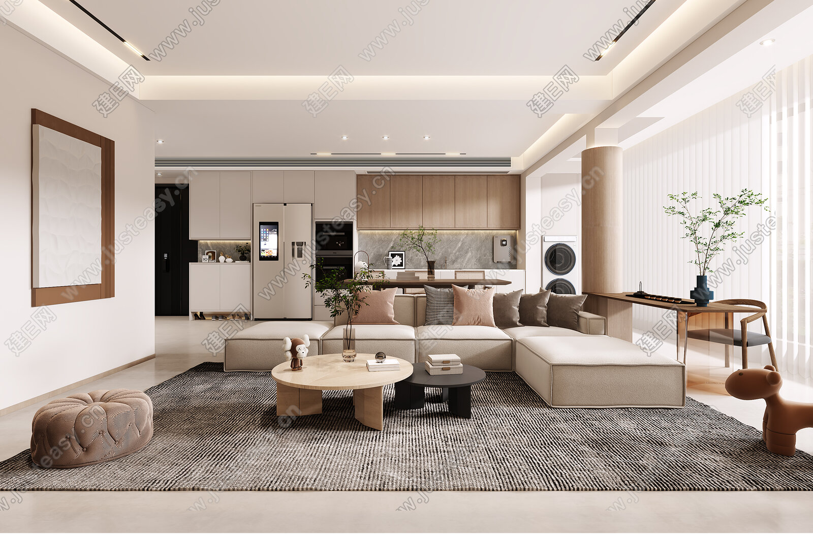 【现代客餐厅3d模型】建E网_现代客餐厅3d模型下载[ID:107698134]_打造3d现代客餐厅模型免费下载平台