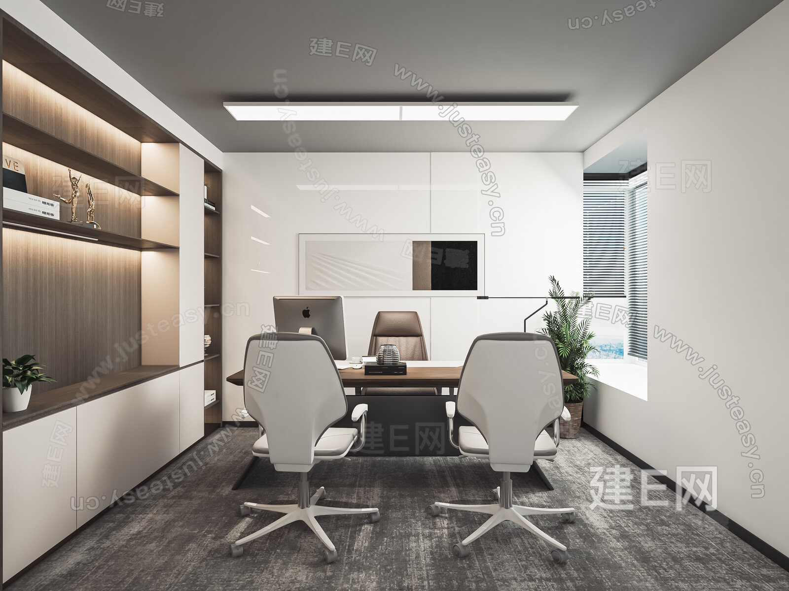 现代办公室模型SU模型下载[ID:105795410]_建E室内设计网