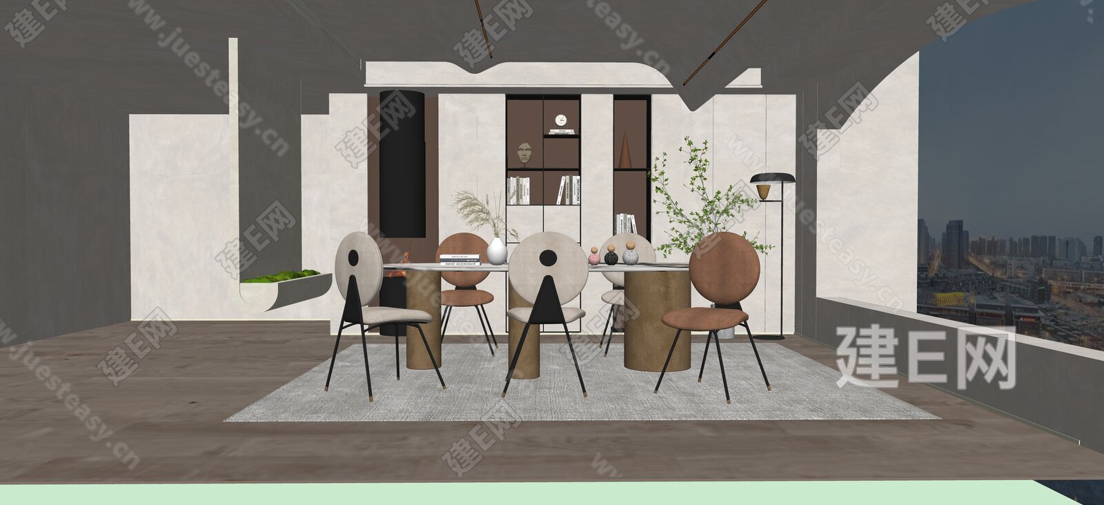 现代餐厅模型SU模型下载[ID:106188585]_建e网su模型