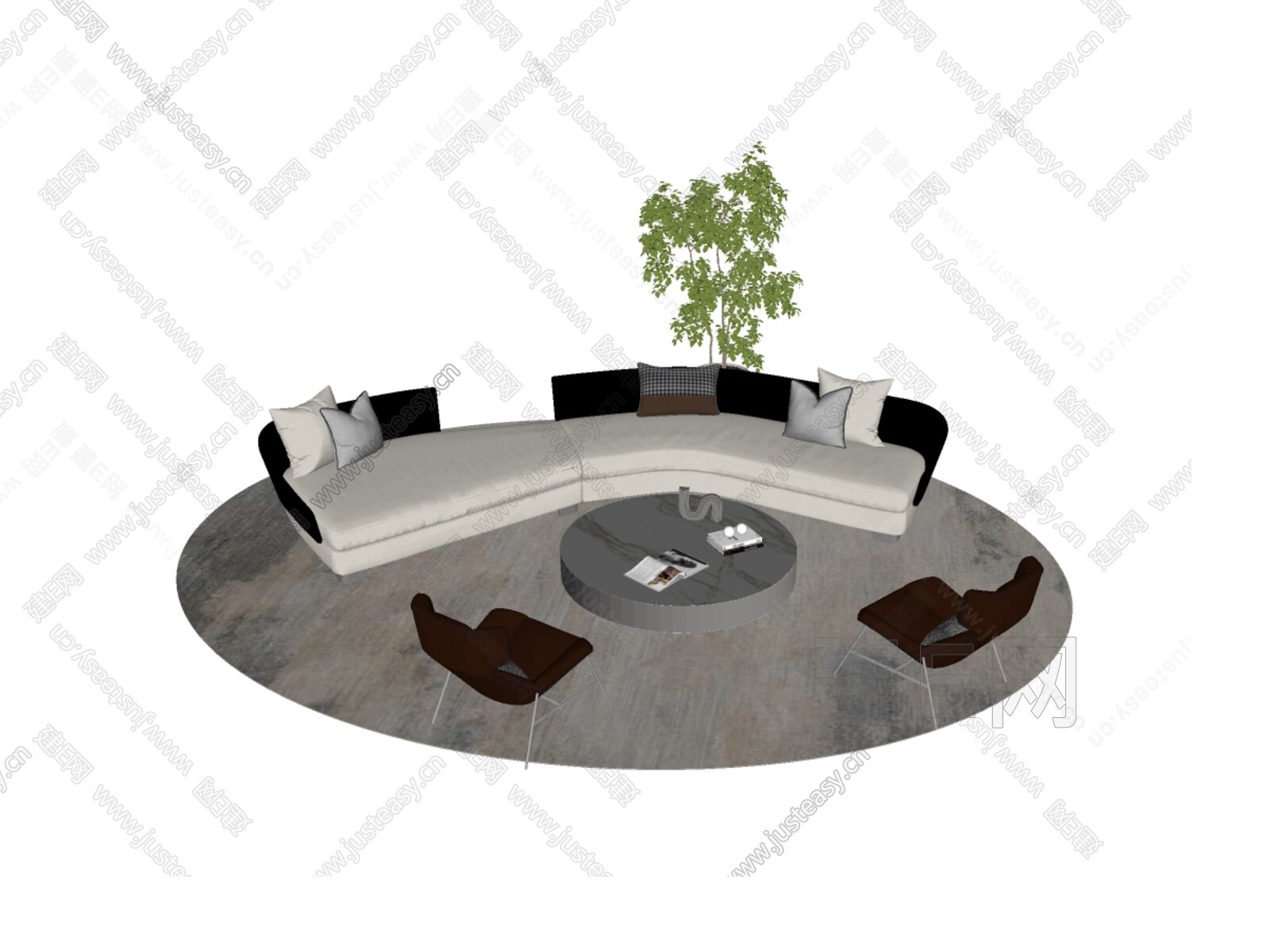 现代沙发茶几组合模型SU模型下载[ID:106319804]_建e网su模型