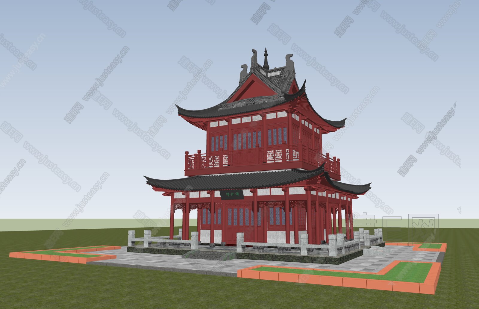中式古建模型SU模型下载[ID:106057617]_建e网su模型