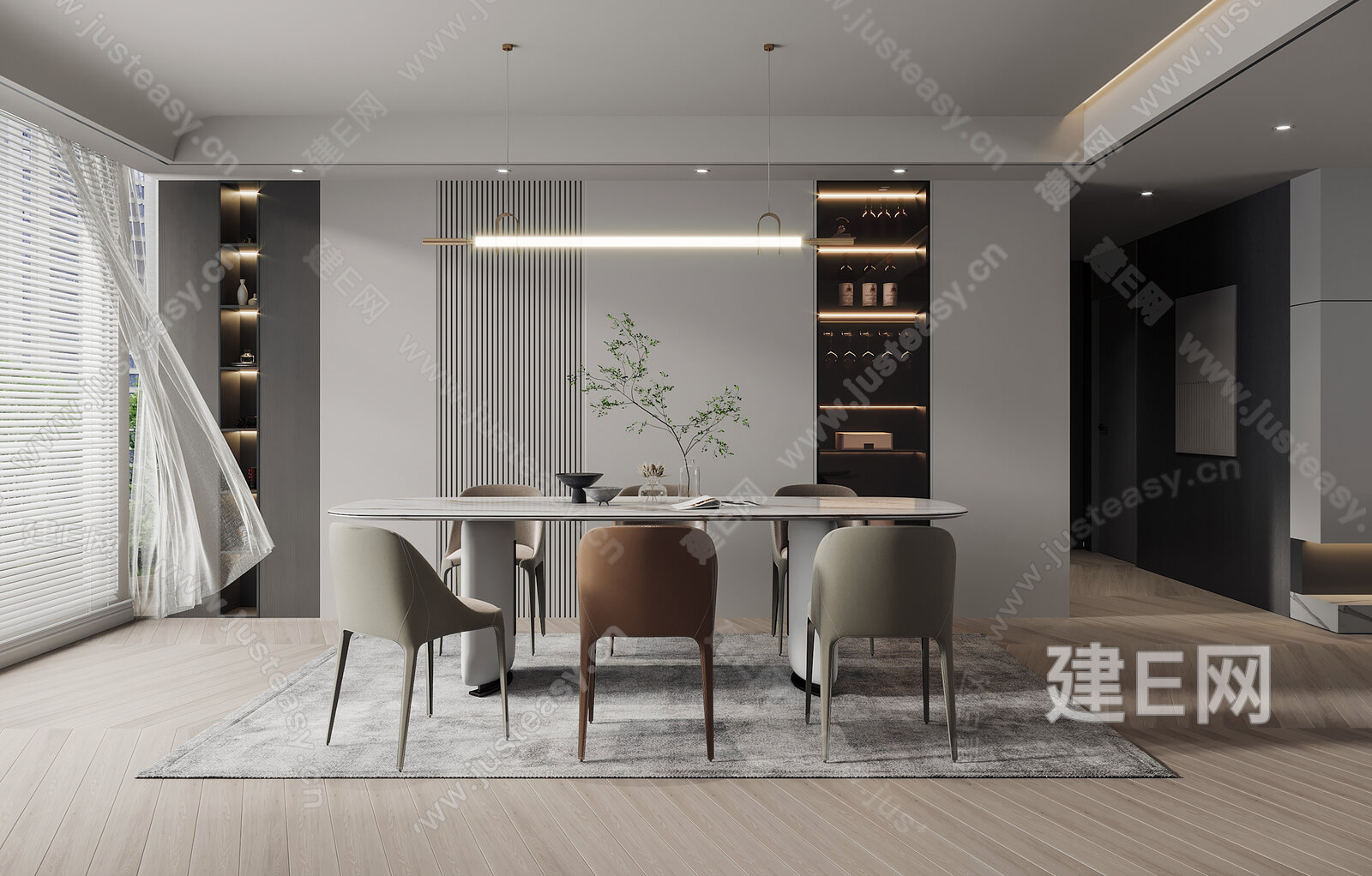现代餐厅模型SU模型下载[ID:102452817]_建e网su模型