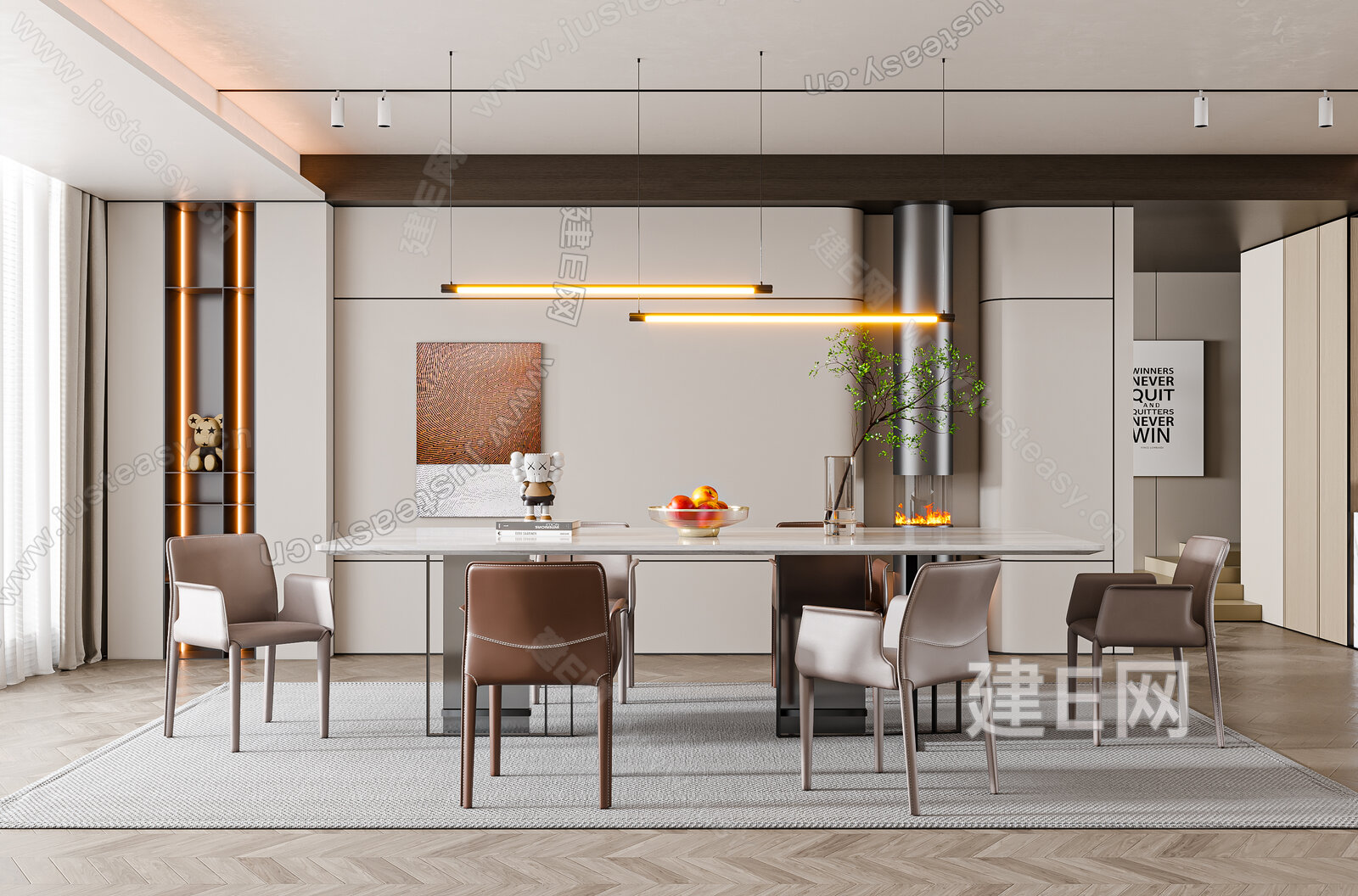 现代餐厅模型SU模型下载[ID:107106170]_建e网su模型