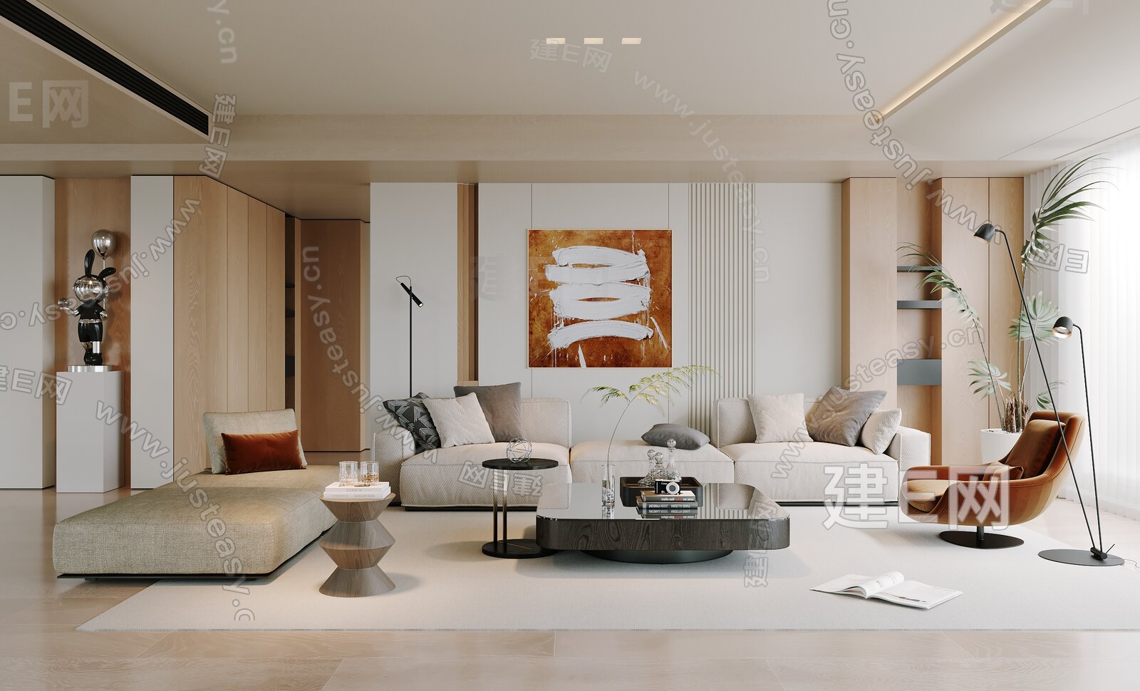 现代客厅模型SU模型下载[ID:107106270]_建e网su模型