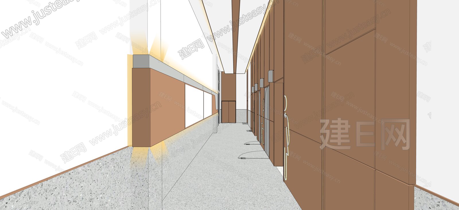 现代过道模型SU模型下载[ID:107958122]_建e网su模型