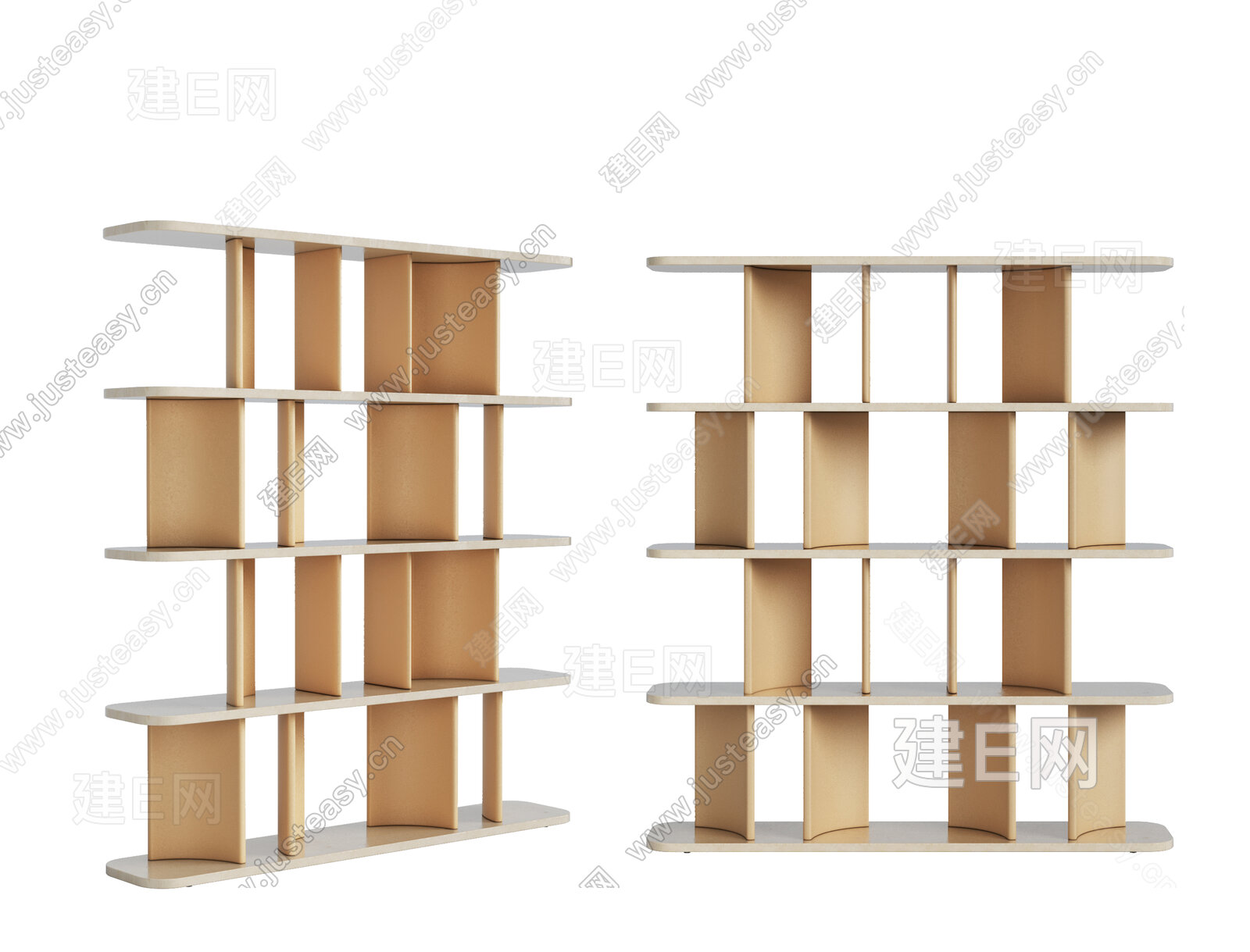 现代书柜模型SU模型下载[ID:107958183]_建E室内设计网